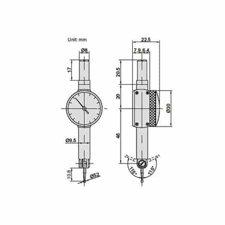 Đồng hồ so chân gập INSIZE 2391-08(0.8mm/0.01mm)