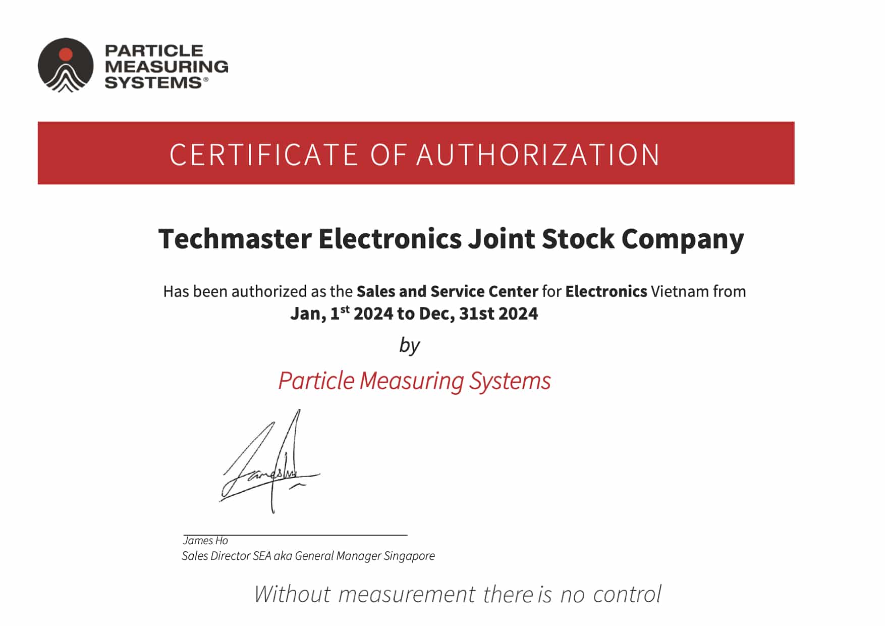 PMS Techmaster Service Center Certificate 2024