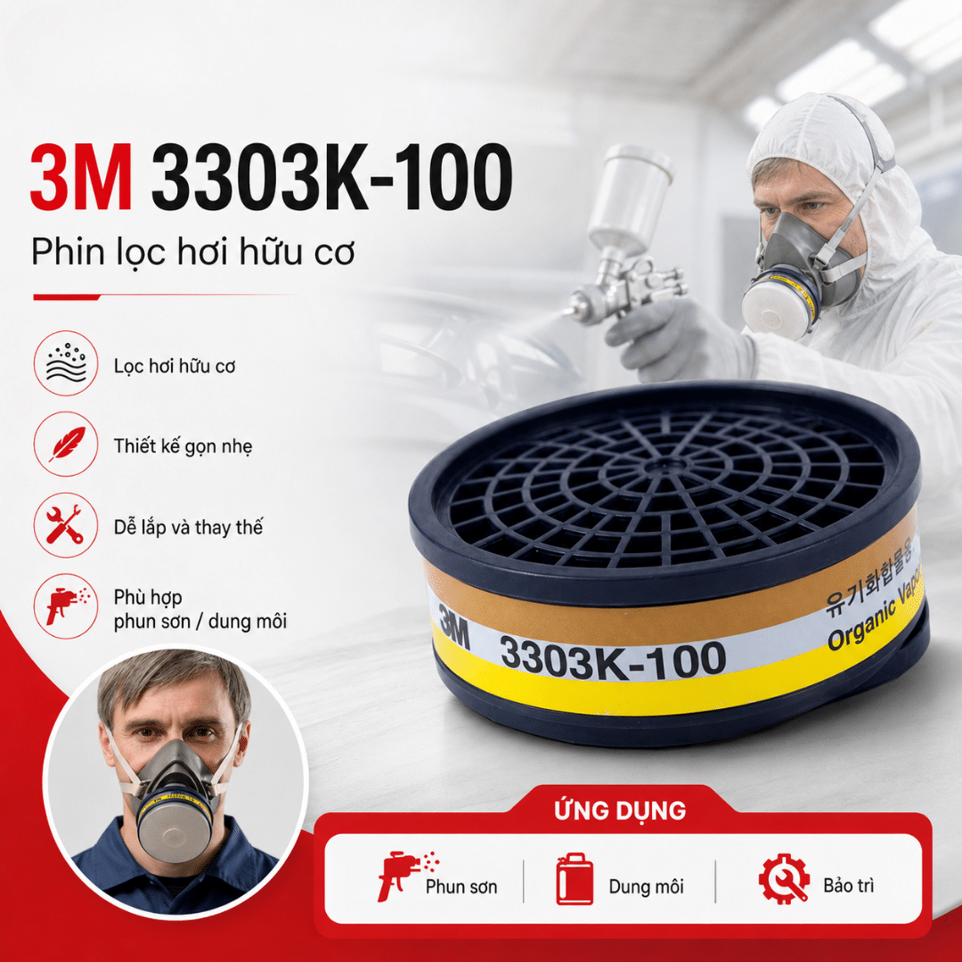 Phin lọc 3M 3303K-100 – OV + Acid Gas cho mặt nạ 3200 Korea