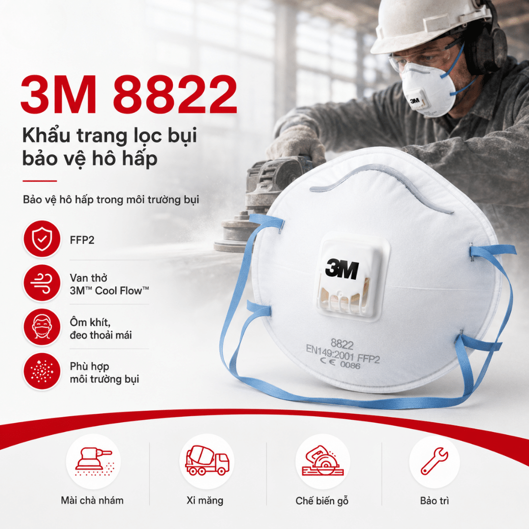 Khẩu trang 3M 8822 – FFP2 EN 149 dạng cốc cup
