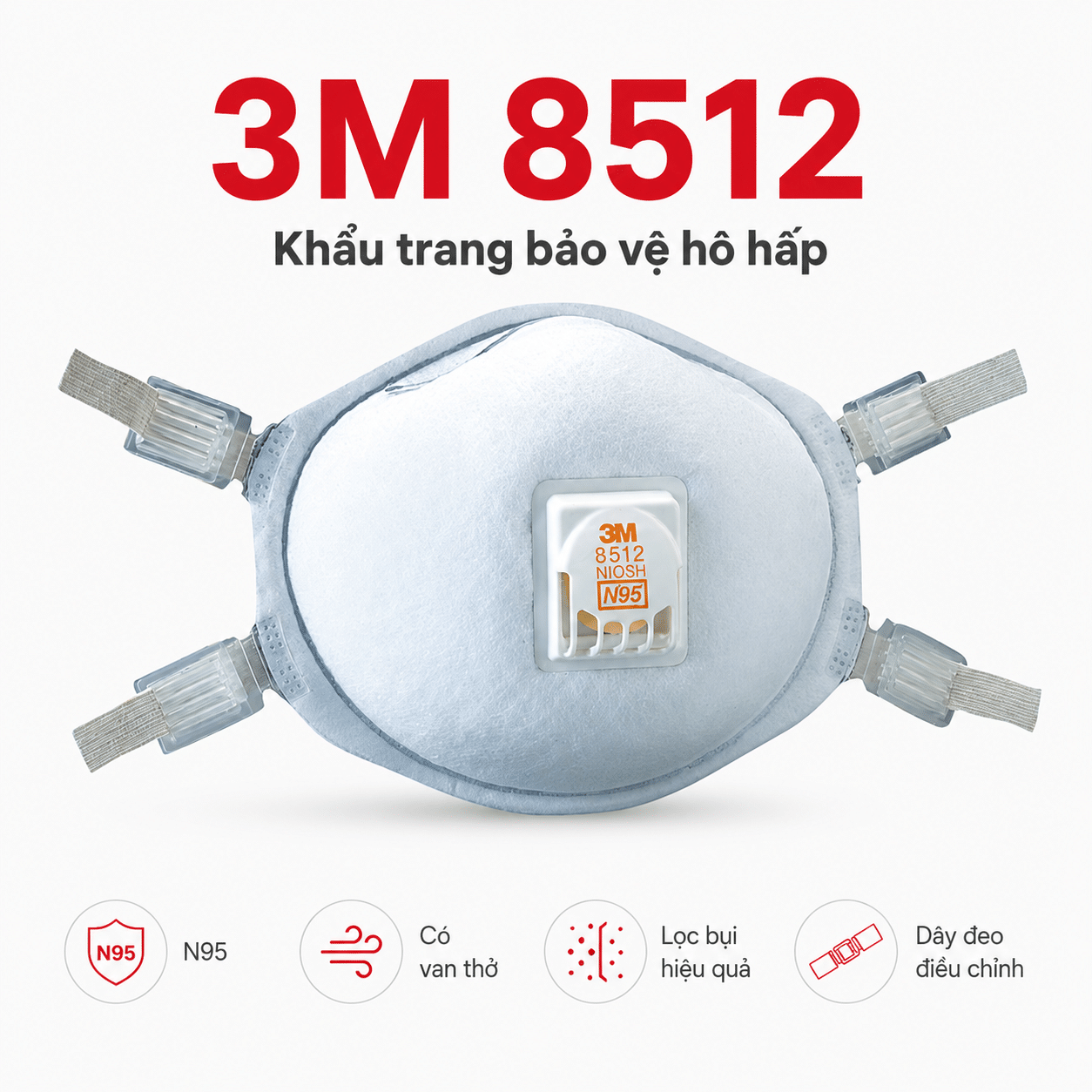 Khẩu trang 3M 8512 – N95 thợ hàn cơ bản có van
