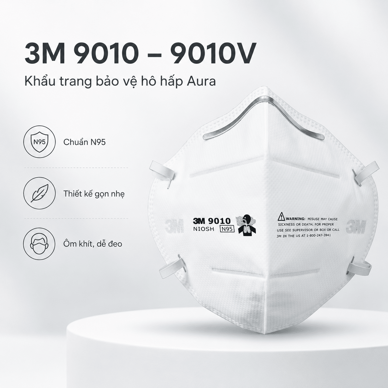 Khẩu trang 3M 9010 / 9010V – N95 Aura có & không van