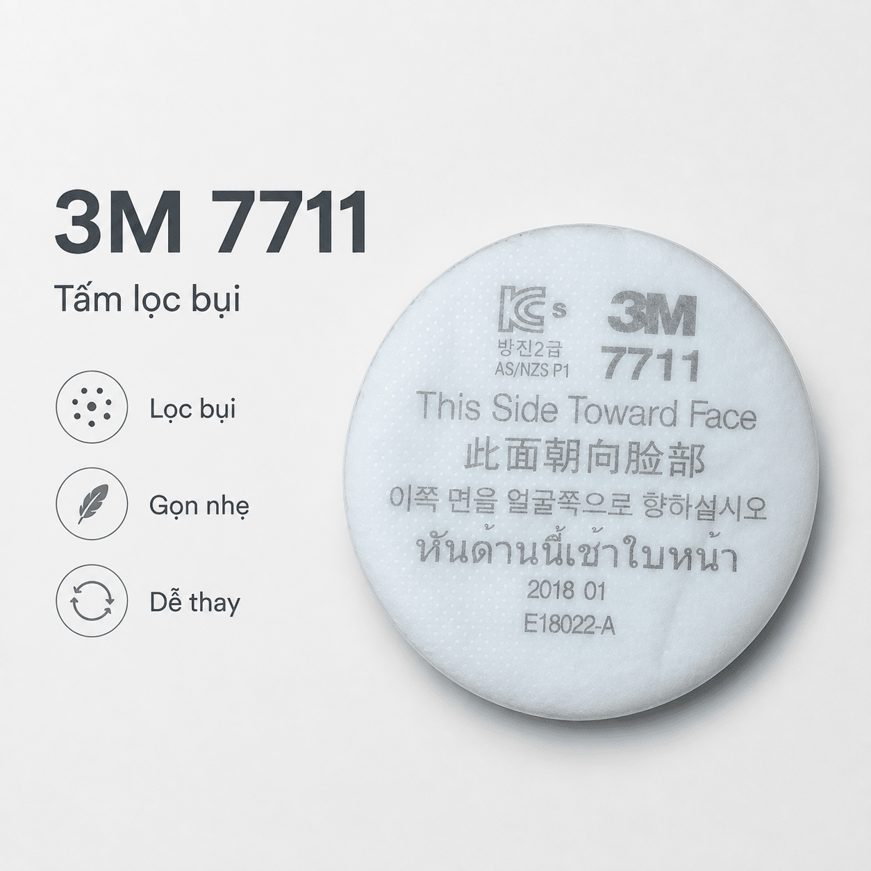 Tấm Lọc Bụi 3M 7711 - Tấm Lọc P2 Cho Mặt Nạ 7700 Series (Korea)