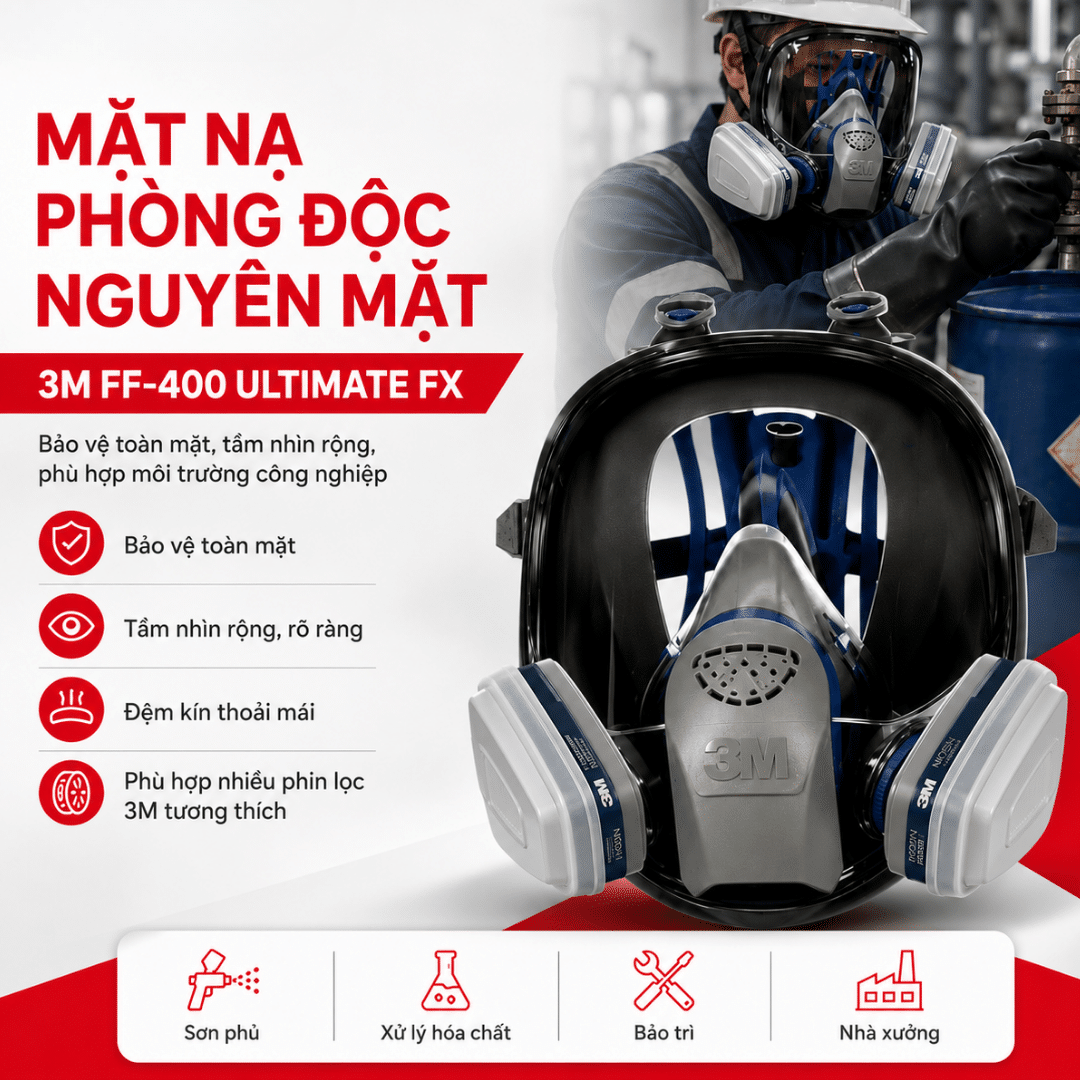 Mặt nạ phòng độc nguyên mặt 3M FF-400 Ultimate FX – Bảo vệ hô hấp cao cấp