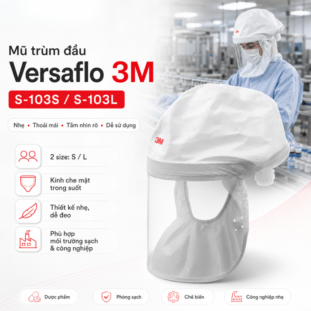 Mũ Trùm Versaflo 3M S-103S / S-103L - Hood Headtop Tiêu Chuẩn Dùng Một Lần