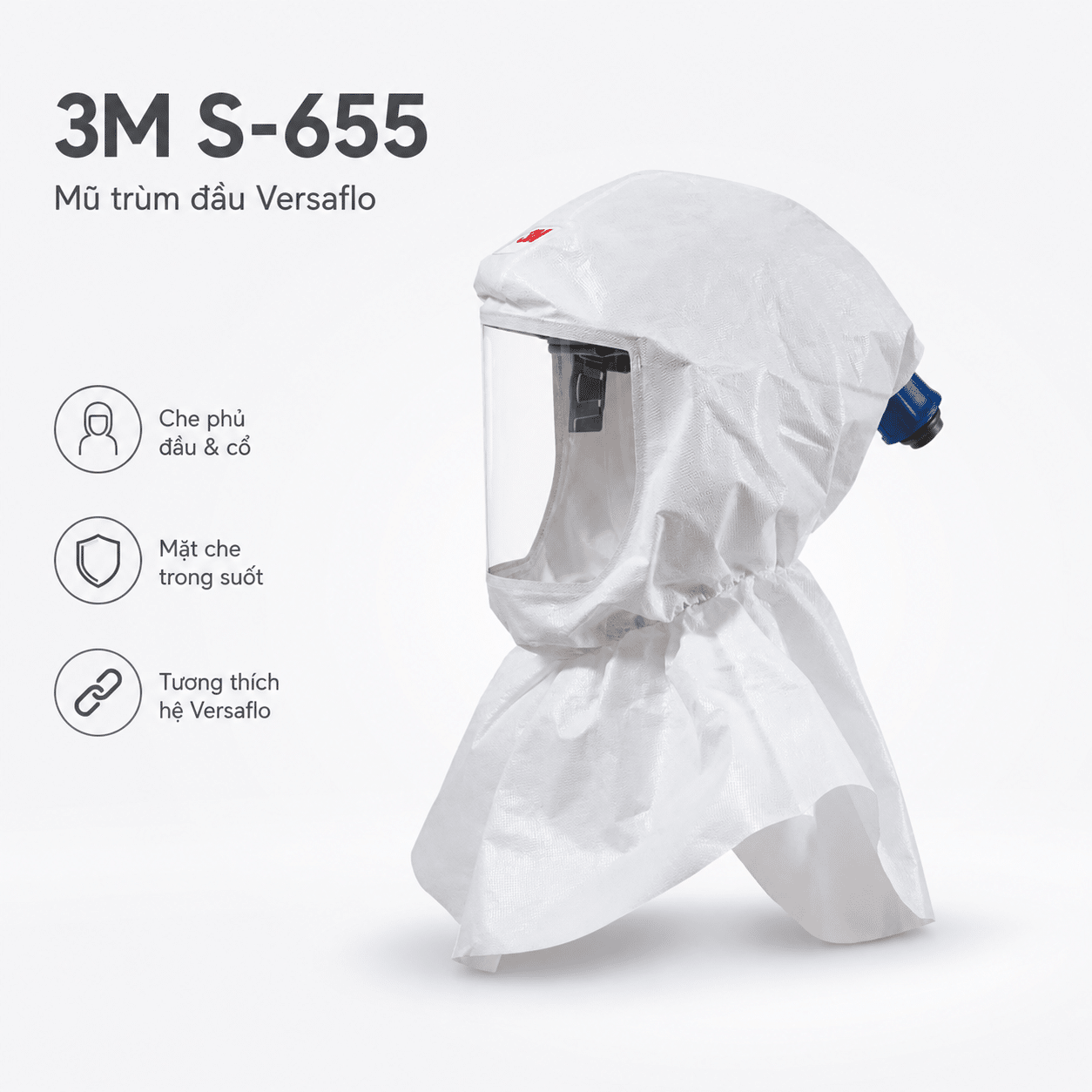 Mũ Trùm Đầu Versaflo 3M S-655 - Hood Trùm Cổ Cho Hệ PAPR Versaflo