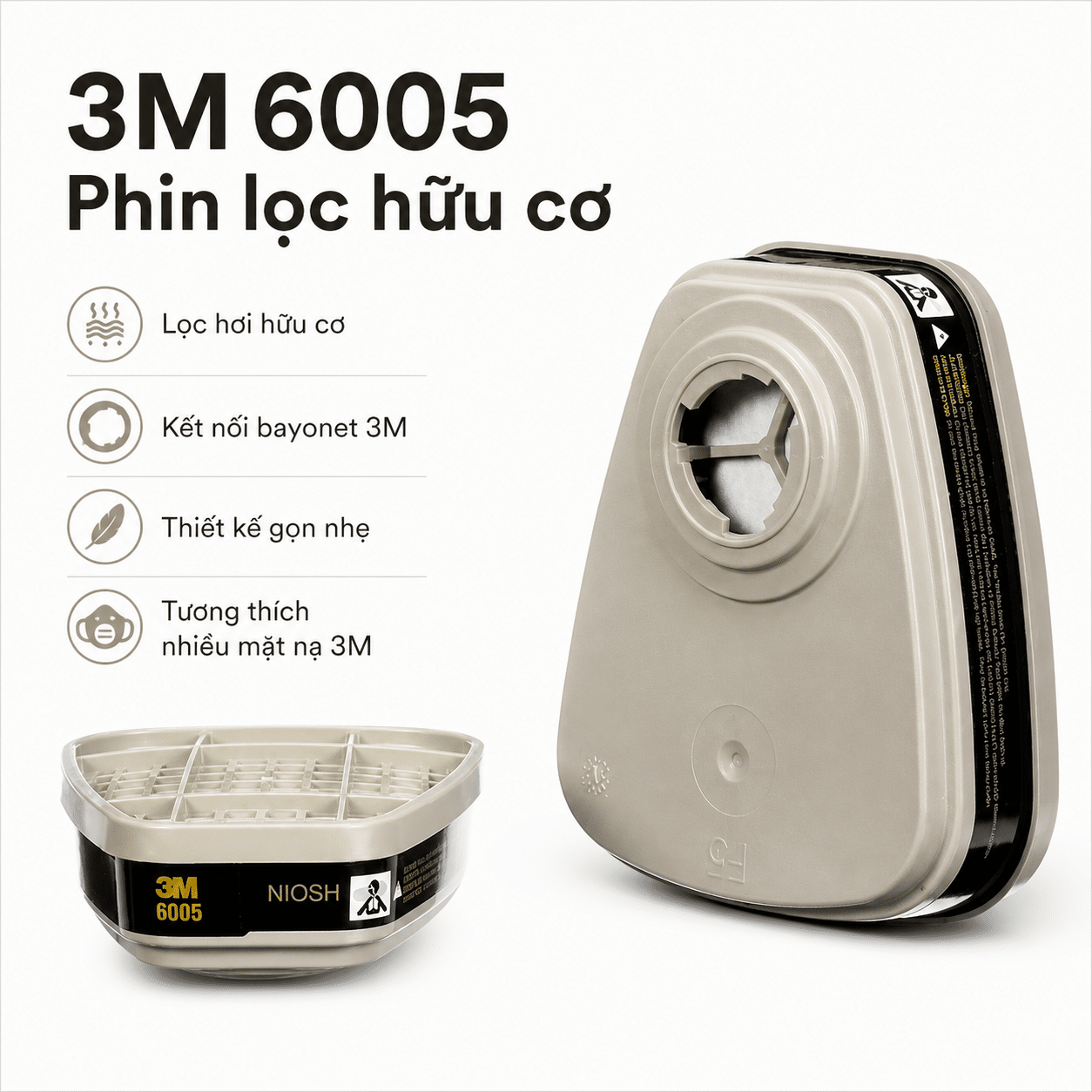 Phin Lọc Formandehit 3M 6005 - Lọc Hơi Formandehit + Hữu Cơ Cho Mặt Nạ 6000/7000