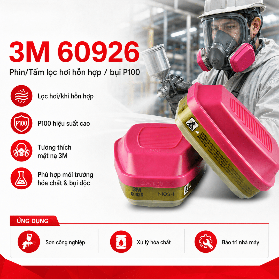 Phin Lọc Hơi Hỗn Hợp/Bụi 3M 60926 P100 - Lọc Đa Khí + Bụi 99.97% Cho Mặt Nạ 6000/7000