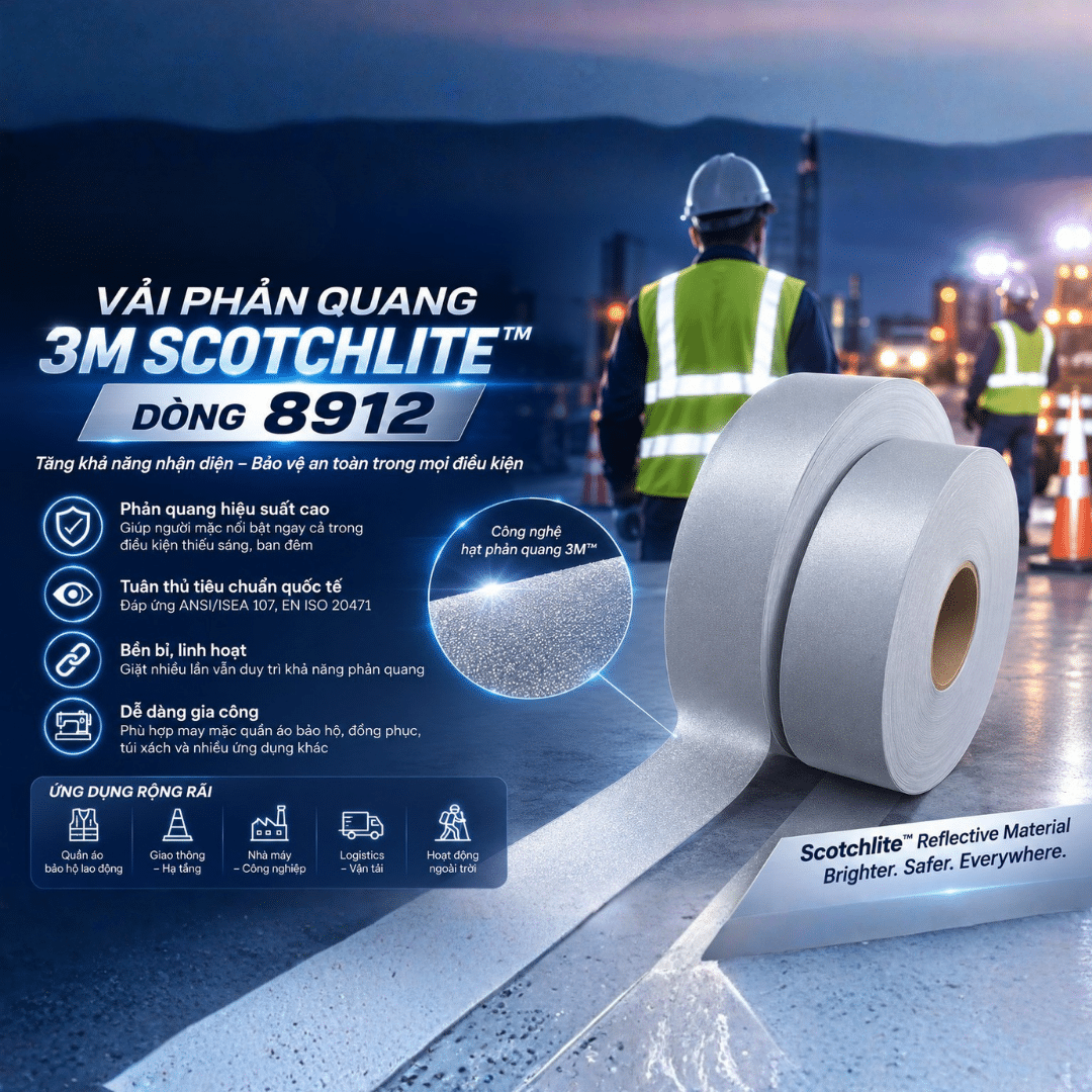 Vải Phản Quang 3M Scotchlite 8912 — Sewn-On Industrial Wash 330 cd