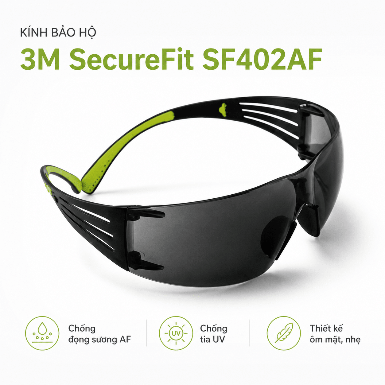 Kính Bảo Hộ 3M SecureFit SF402AF: Tròng Amber Anti-Fog + Anti-Scratch Cho Gia Công Ca Đêm