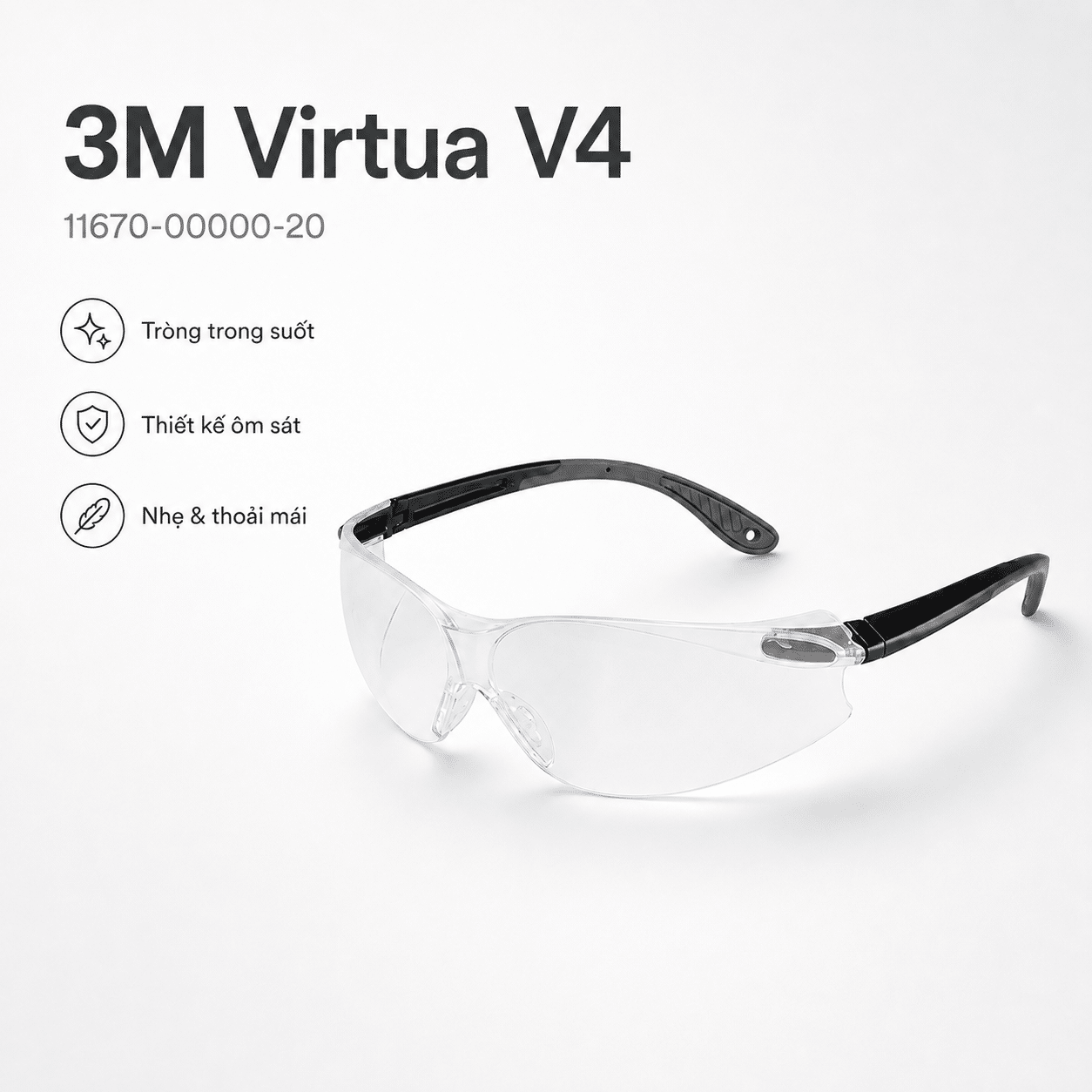Kính An Toàn 3M Virtua V4 11670-00000-20: Safety Glasses Phổ Thông Giá Tốt - EN 166