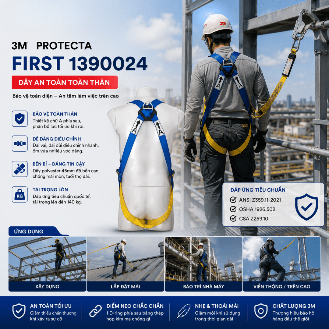 Dây An Toàn 3M Protecta First 1390024 — Harness Toàn Thân Cấp Vào