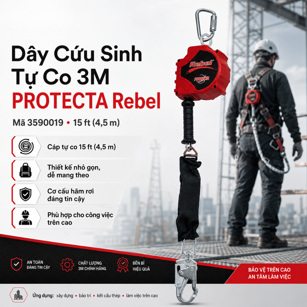 Dây Cứu Sinh 3M PROTECTA Rebel Cáp 3590019 — SRL 4.5 m Cáp Thép