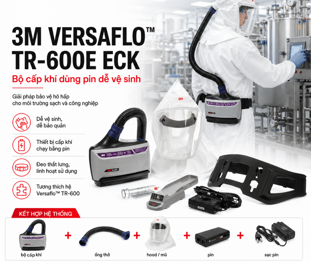 3M Versaflo TR-600E ECK — PAPR Dễ Vệ Sinh Cho Y Tế & Dược Phẩm