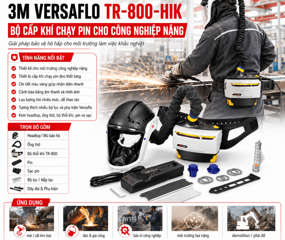 3M Versaflo TR-800-HIK — PAPR Intrinsically Safe Cho Môi Trường Có Khí/Bụi Nổ