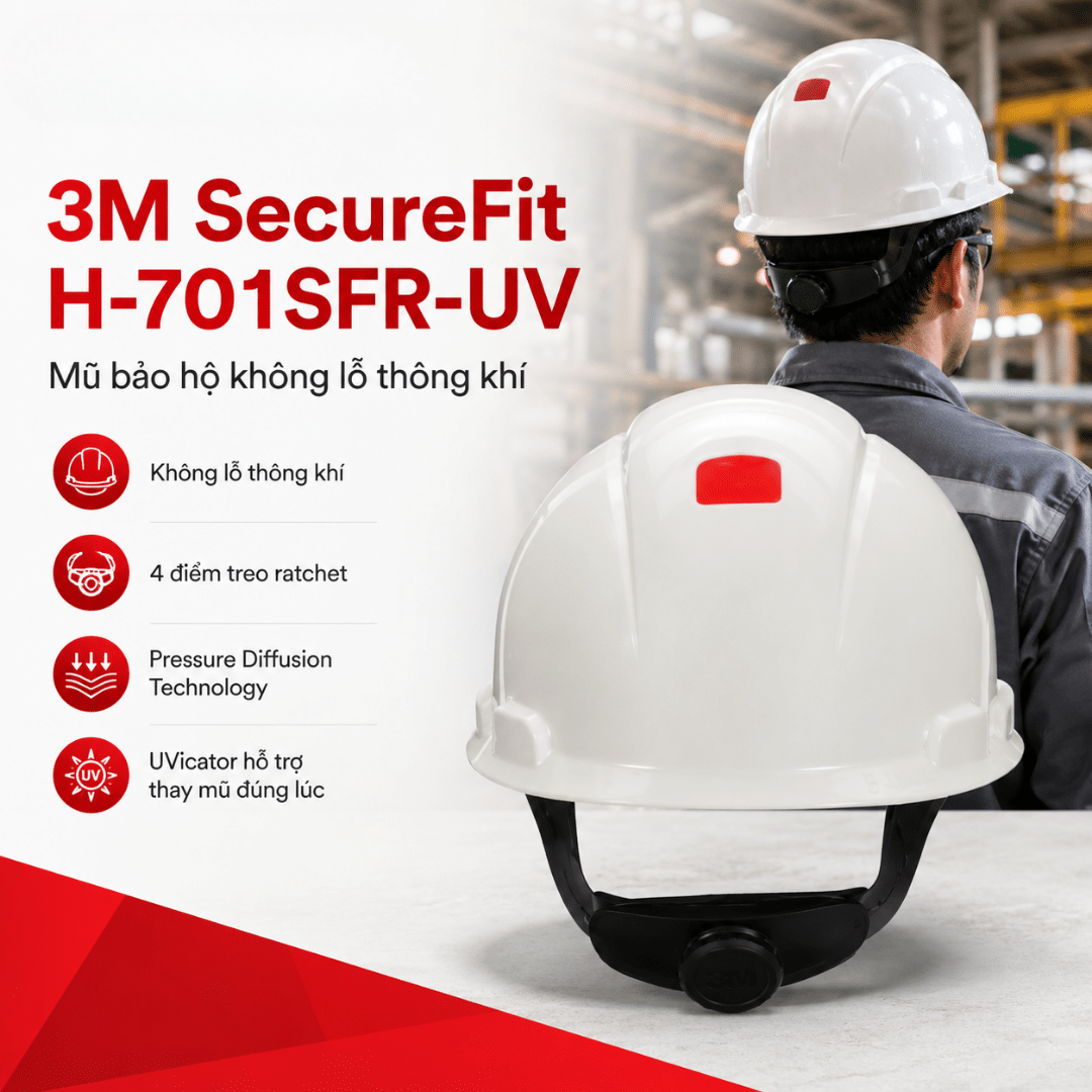 Mũ bảo hộ 3M SecureFit H-701SFR-UV – banner tính năng