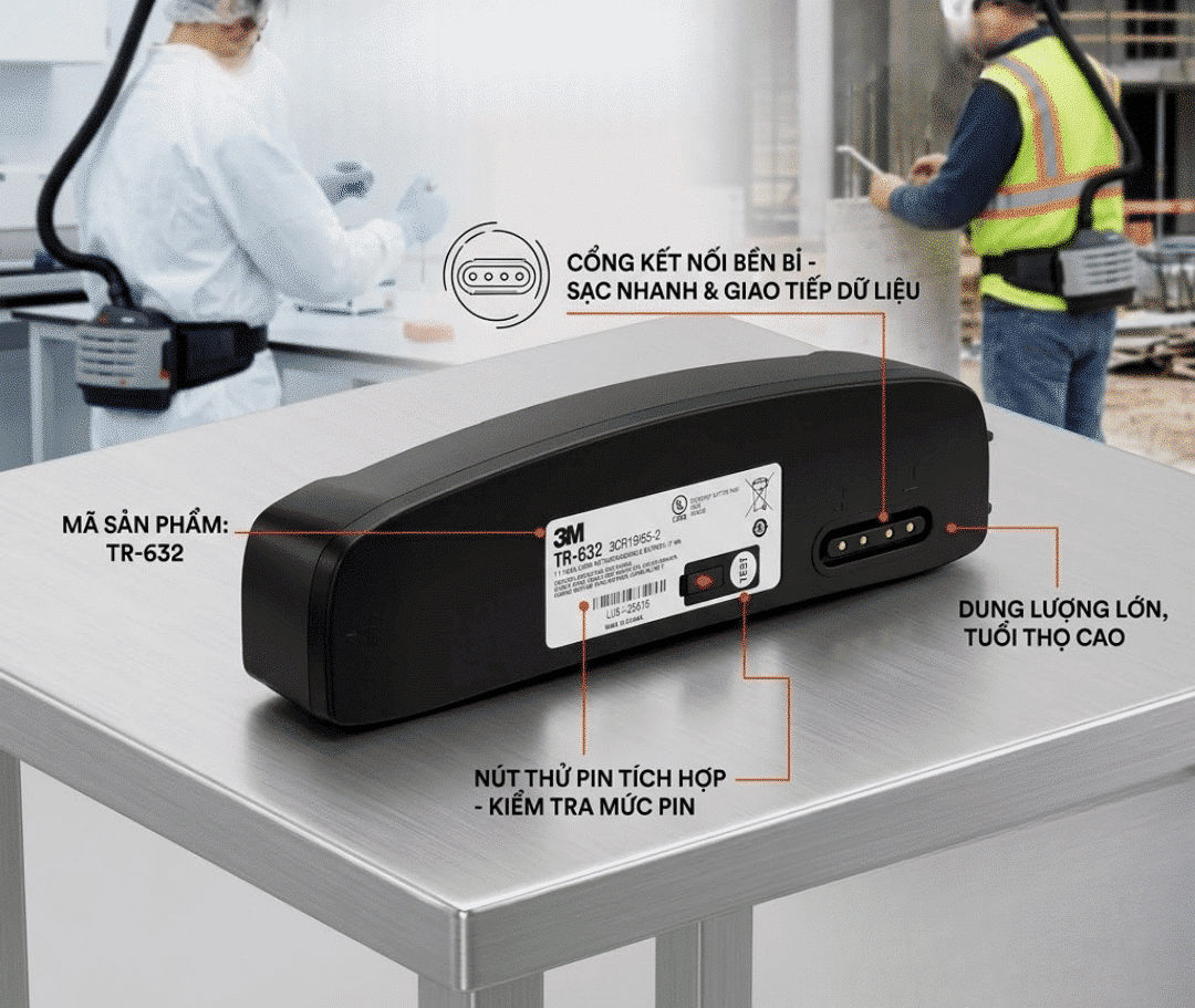 Pin Dung Lượng Cao 3M Versaflo TR-632 — Cho hệ thống PAPR TR-600