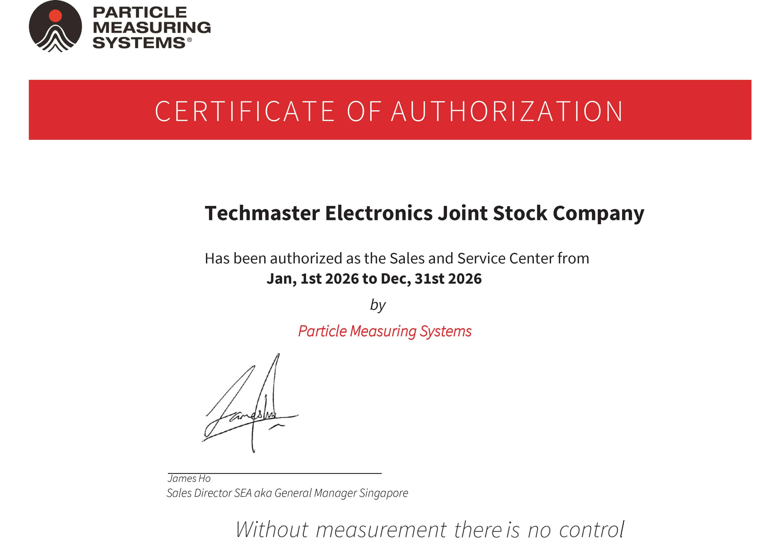 Techmaster 2026 PMS Certificate of Authorization