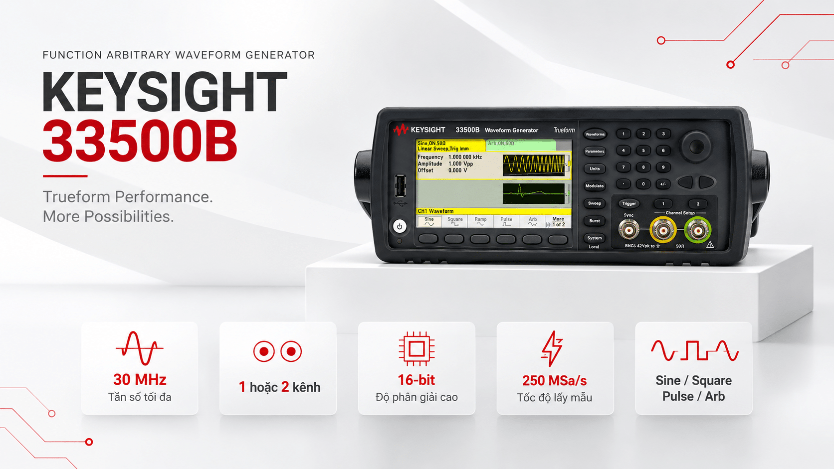 Máy phát hàm Trueform Keysight 33500B chính hãng