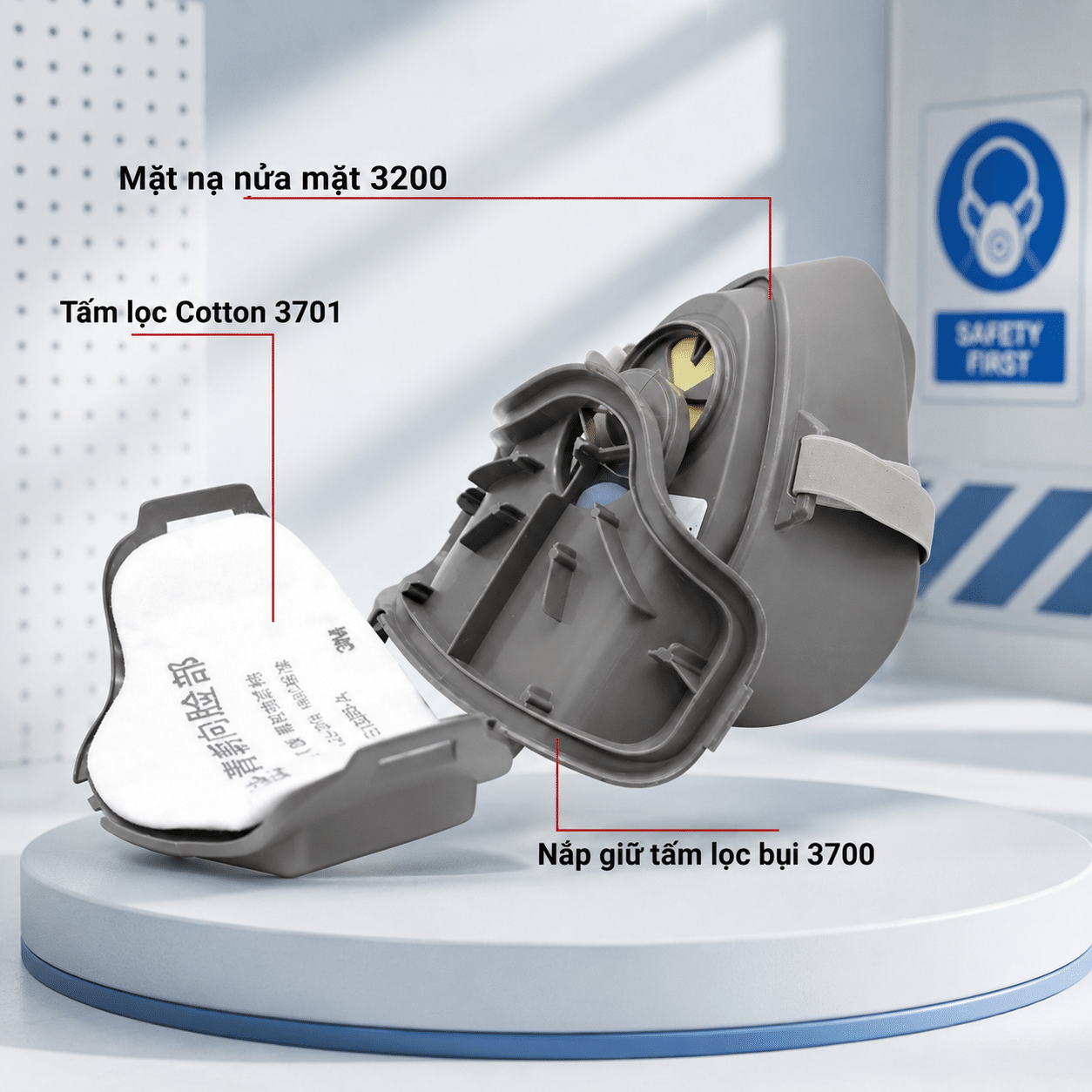 Nắp giữ tấm lọc 3M 3700 chính hãng – cố định tấm lọc bụi lên phin lọc series 6000/7000
