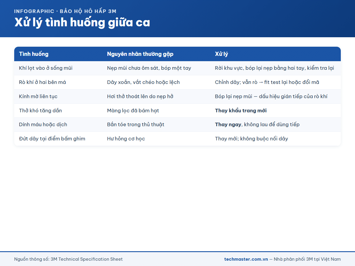 Xử lý sự cố khẩu trang N95 giữa ca làm việc