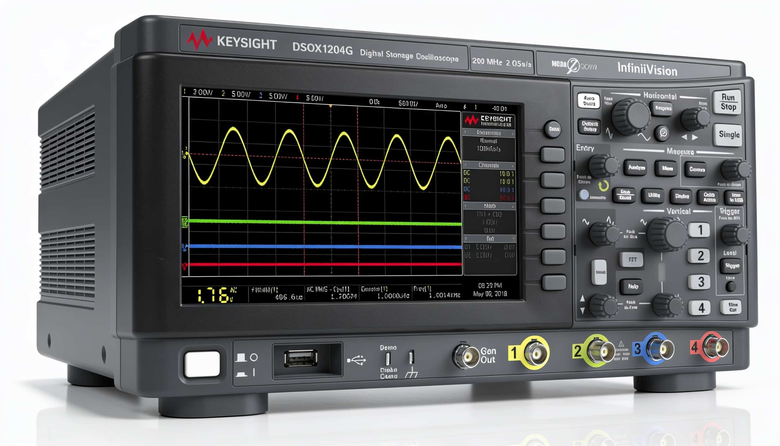 Máy hiện sóng Keysight DSOX1204G 4 kênh 200 MHz trên nền trắng studio