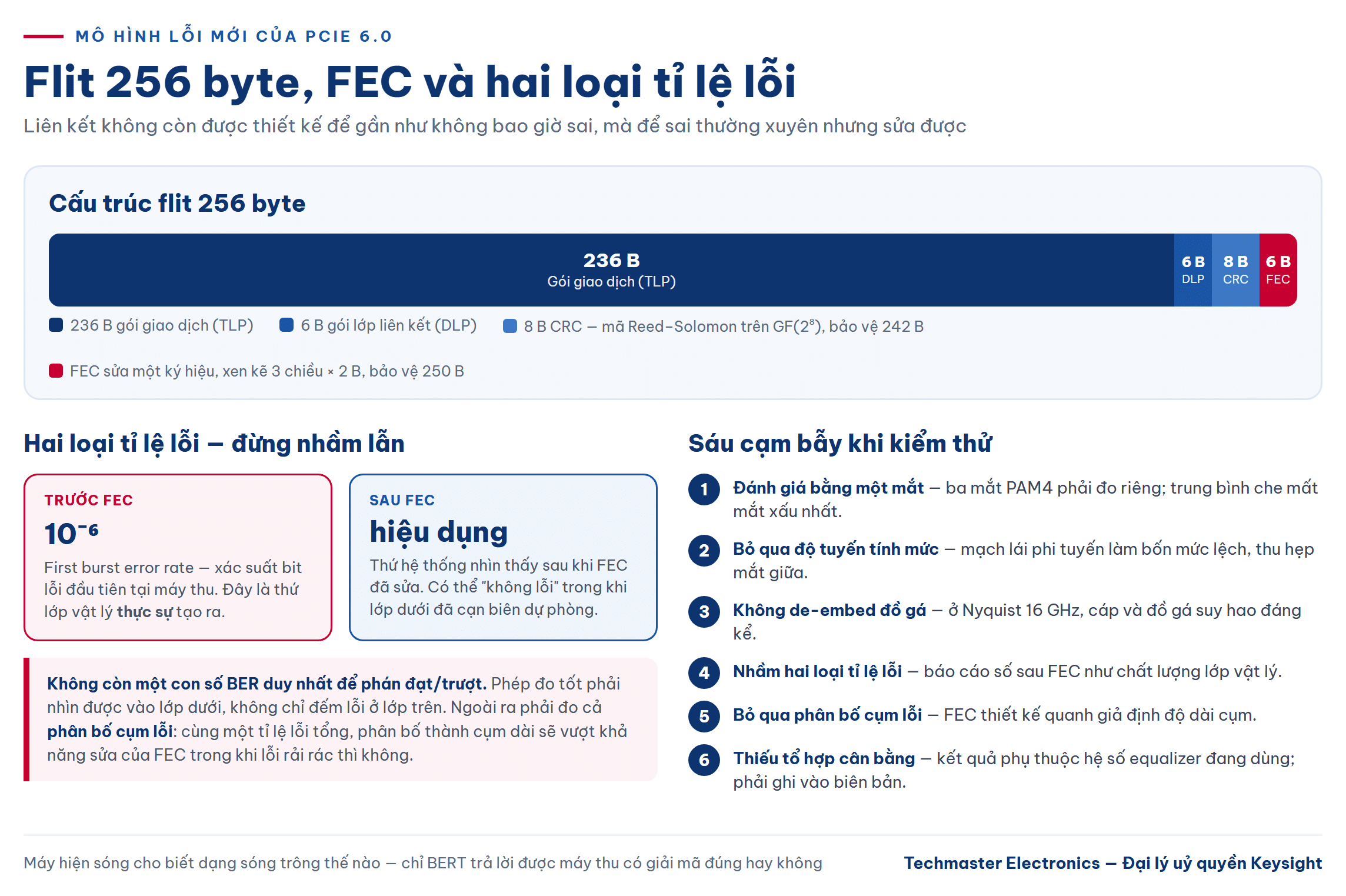 Cấu trúc flit 256 byte, FEC và hai loại tỉ lệ lỗi khi kiểm thử PCIe 6.0