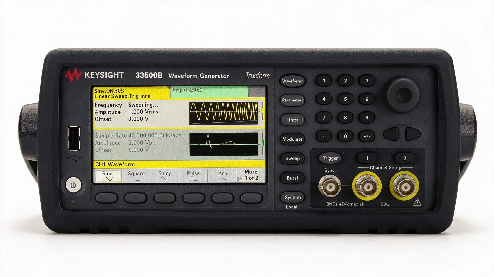 Máy phát tín hiệu Keysight 33511B dòng Trueform 33500B studio nền trắng