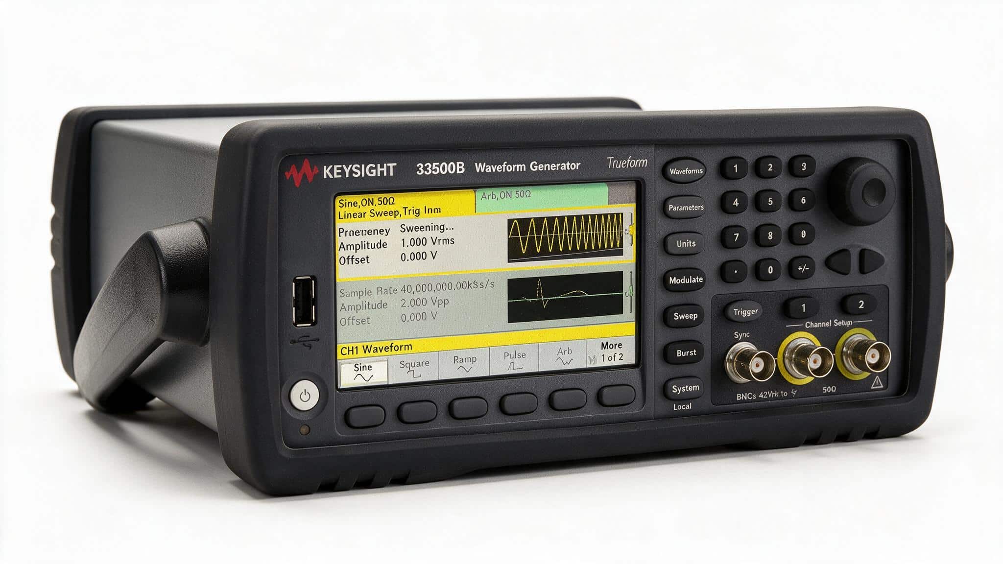 Máy phát tín hiệu Keysight 33500B Trueform 20 MHz một kênh mặt trước