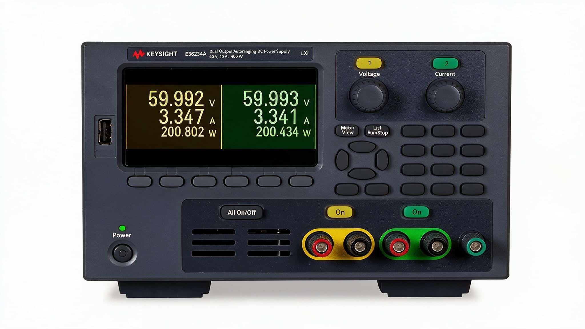 Bộ nguồn DC Keysight E36234A 60 V 10 A 400 W hai ngõ ra studio nền trắng