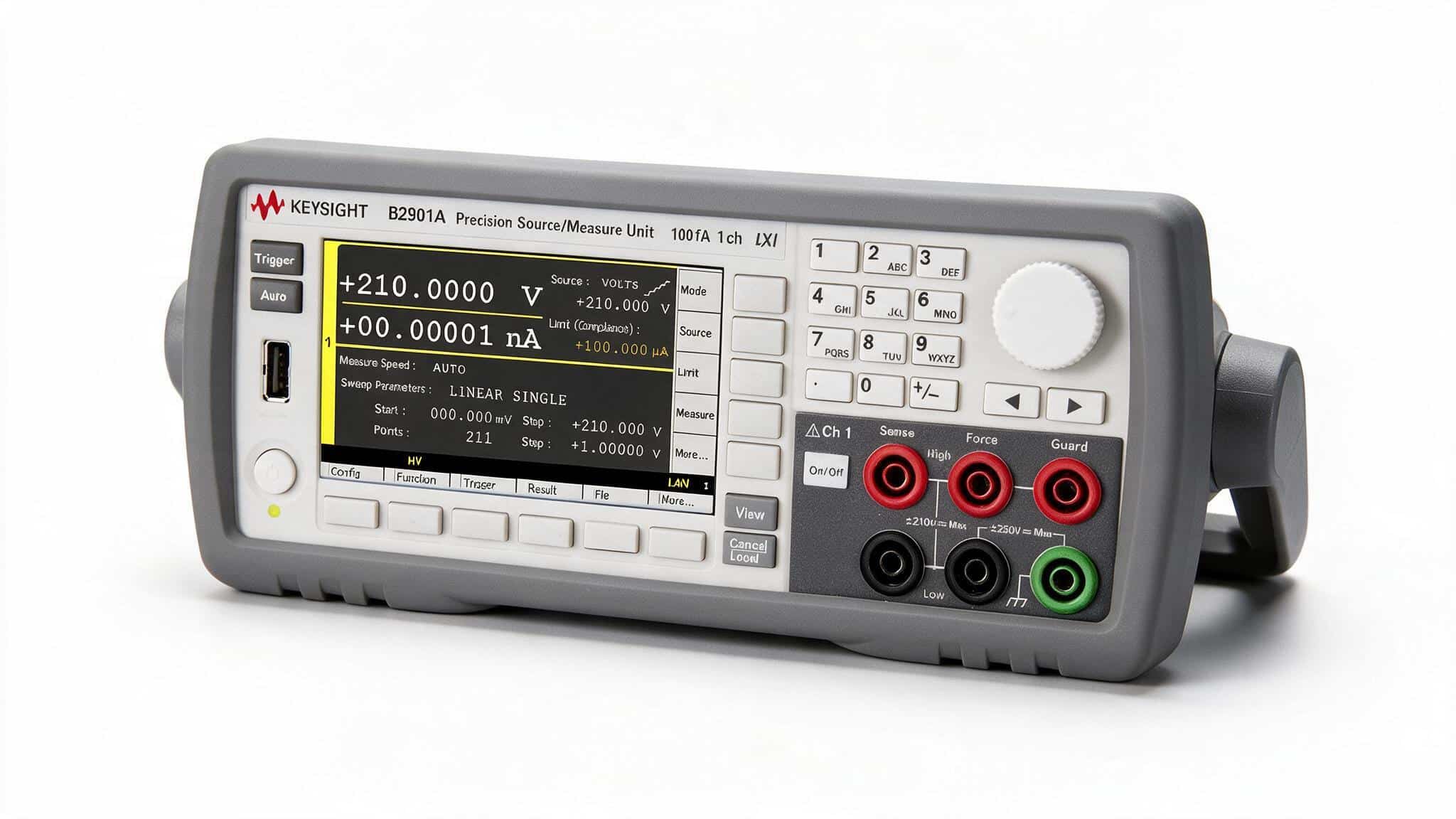 Nguồn đo SMU Keysight B2901A một kênh mặt trước cọc Sense Force Guard màn hình màu 4,3 inch