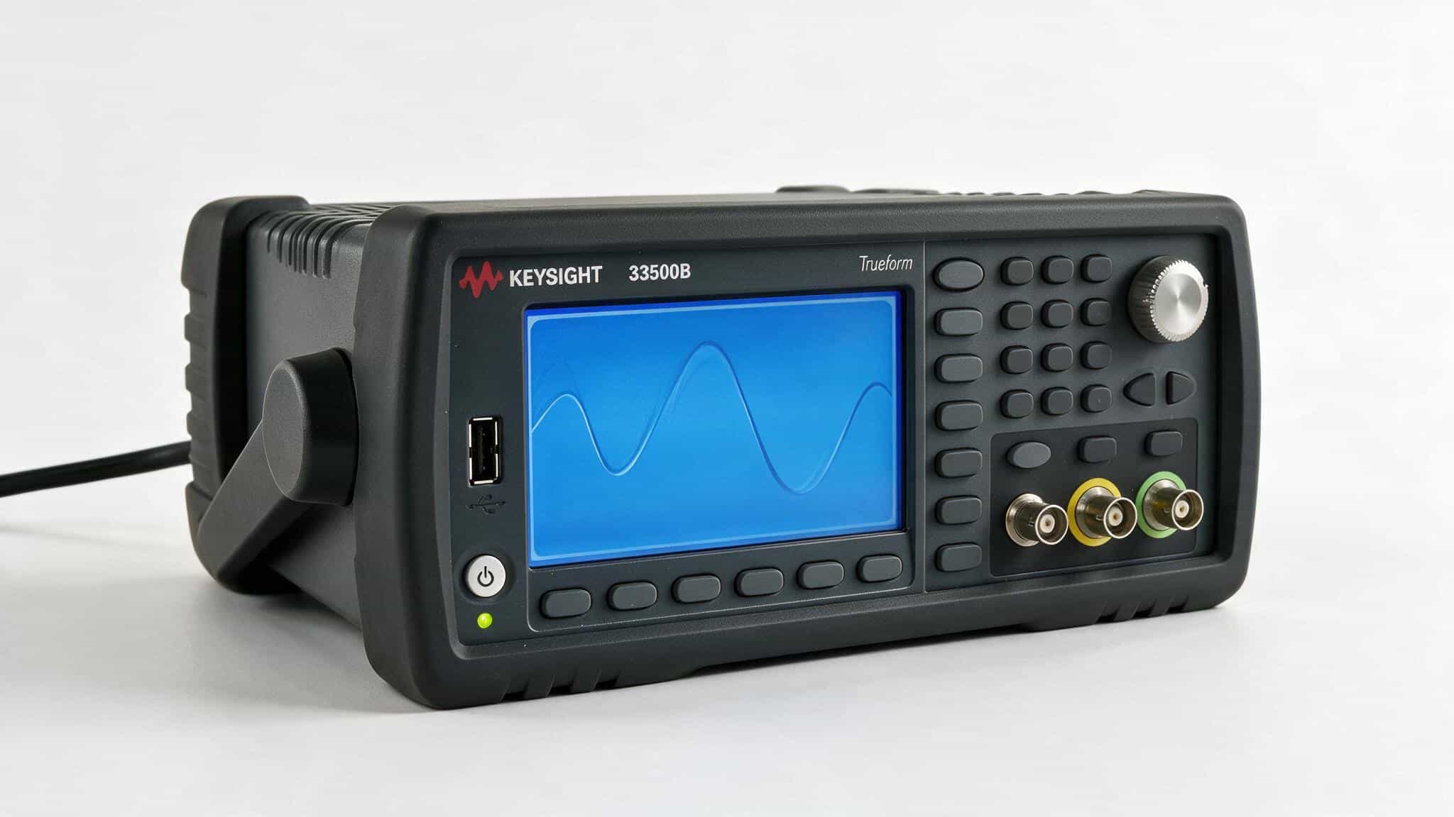 Máy phát hàm Trueform Keysight 33500B màn hình hiển thị dạng sóng sin ba đầu nối BNC