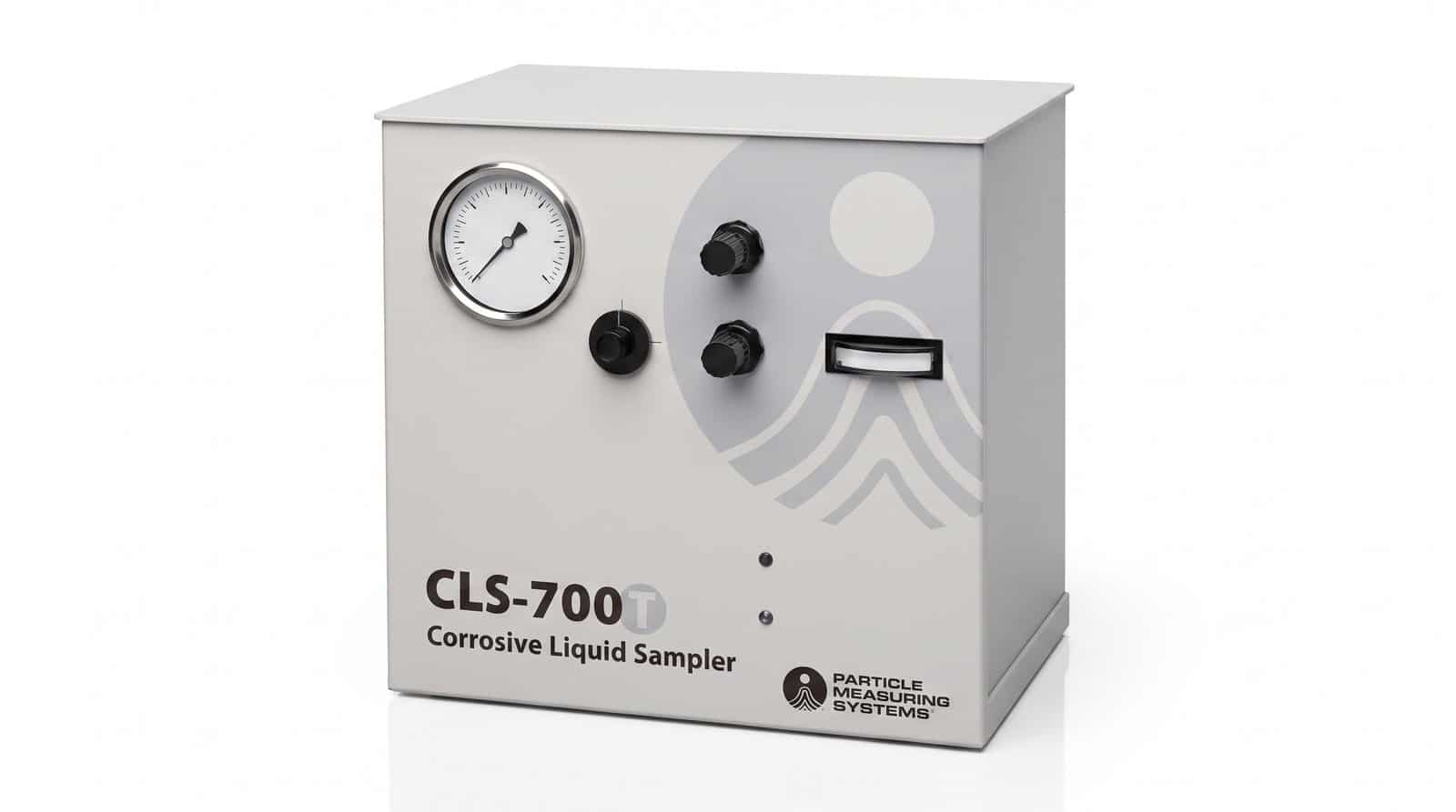 Bộ lấy mẫu PMS CLS 700T chụp studio nền trắng — vỏ polypropylene xám nhạt, đồng hồ áp suất tròn và hai núm điều khiển