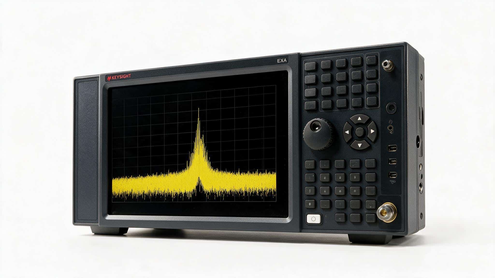 Máy phân tích phổ Keysight N9010B EXA nhìn từ trên cao nền trắng studio