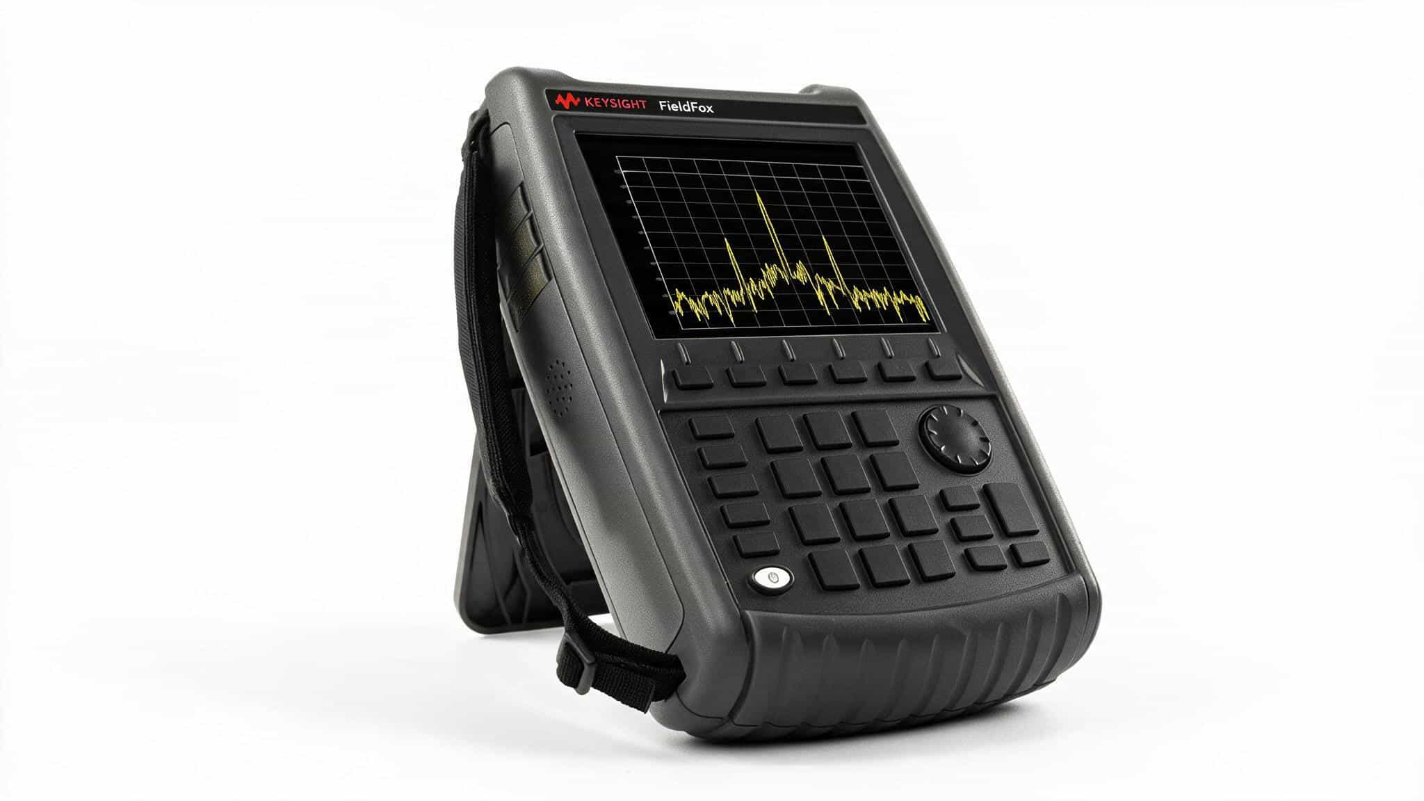Máy phân tích phổ cầm tay Keysight N9935A FieldFox nhìn từ trên cao nền trắng