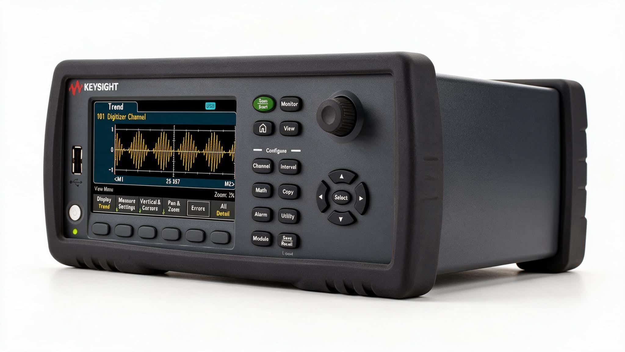 Hệ thu thập dữ liệu Keysight DAQ973A chụp studio nền trắng góc nghiêng