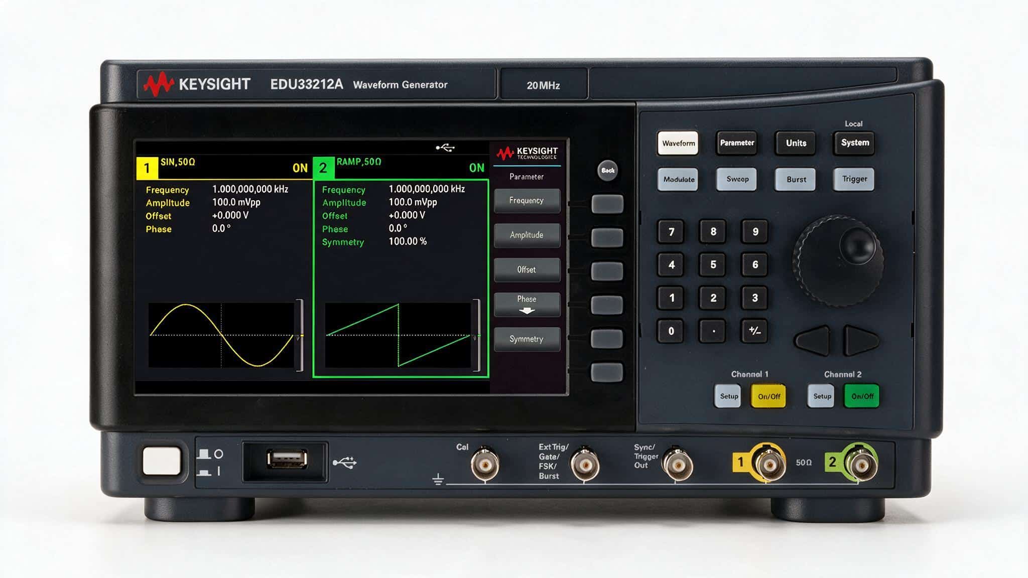 Máy phát sóng hàm Keysight EDU33212A studio nền trắng