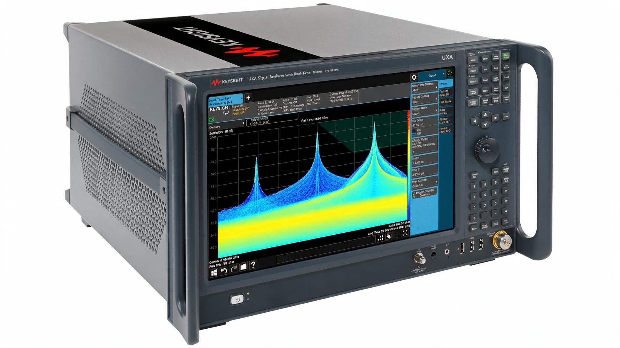 Máy phân tích tín hiệu UXA Keysight N9040B nhìn từ trên cao trên nền trắng studio