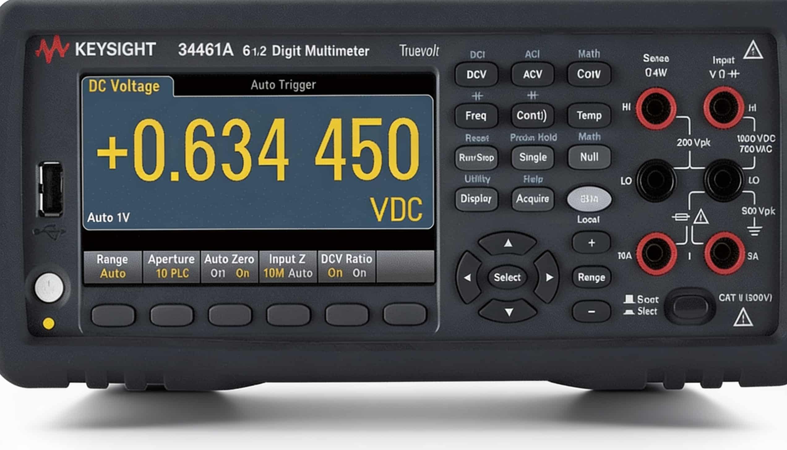 Đồng hồ vạn năng Keysight 34461A Truevolt chính diện màn hình màu trên nền trắng studio