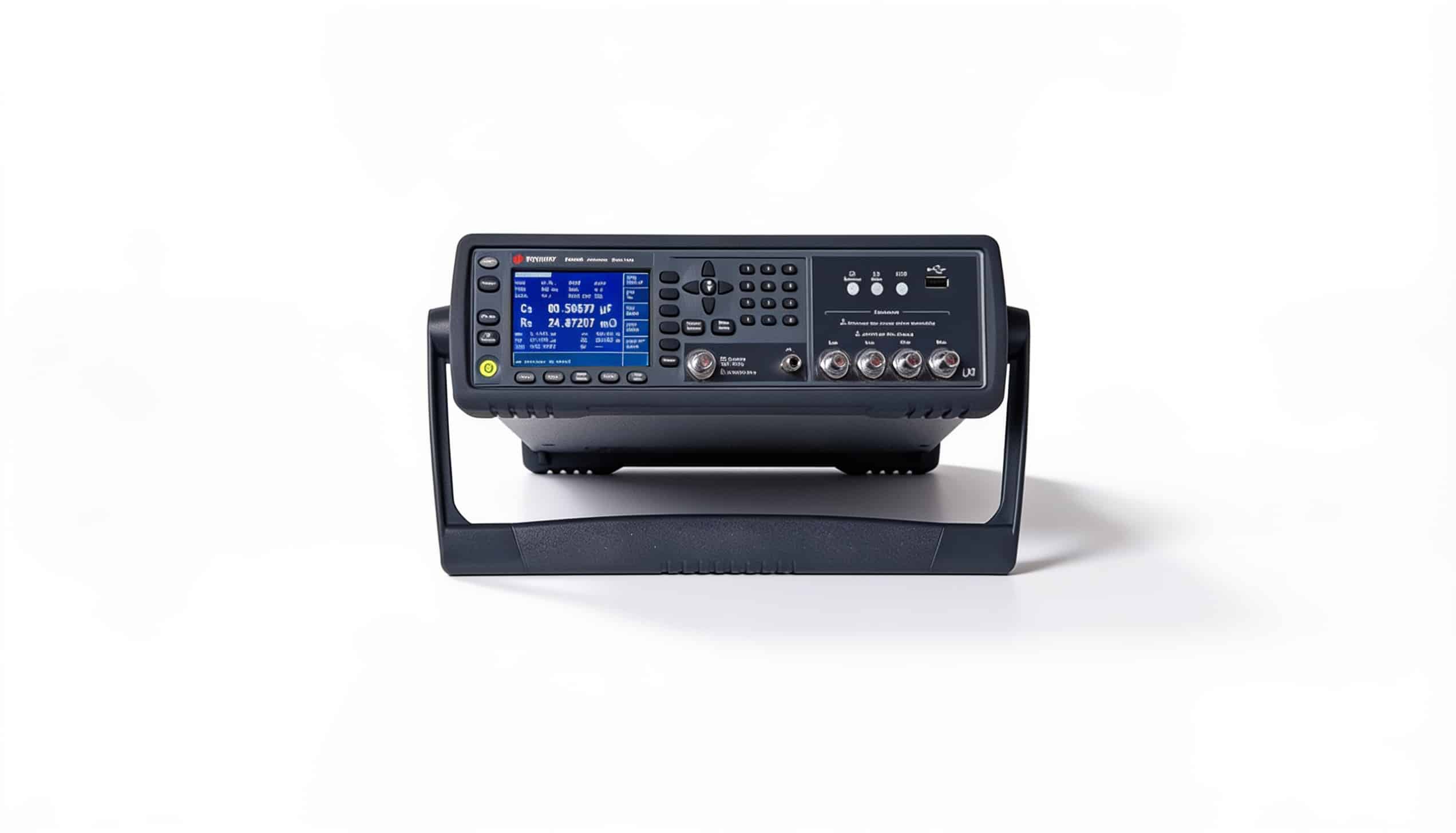 Máy đo LCR chính xác Keysight E4980A chính diện trên nền trắng studio