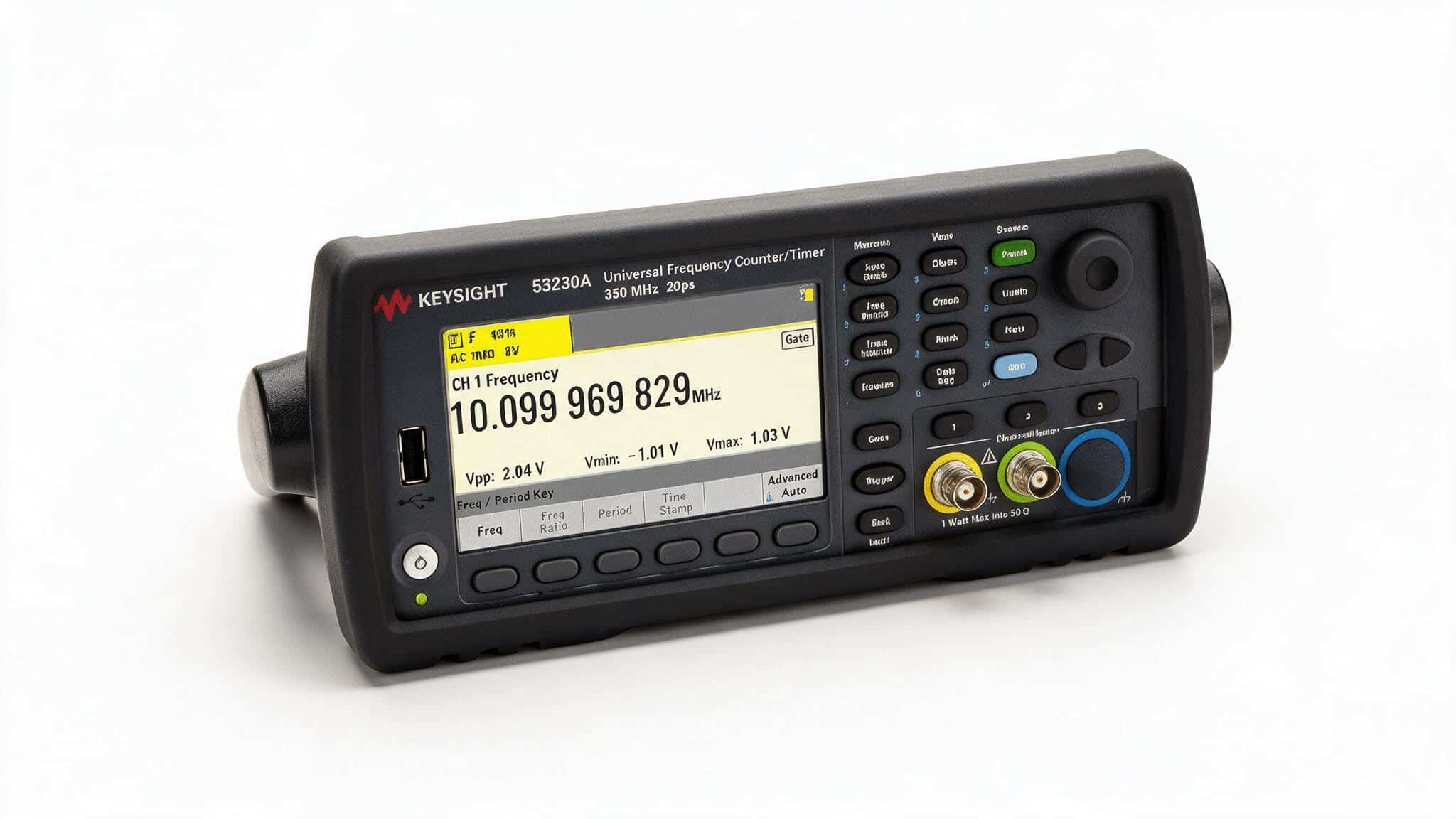 Keysight 53230A 350 MHz 20ps nhìn từ trên cao ảnh studio nền trắng