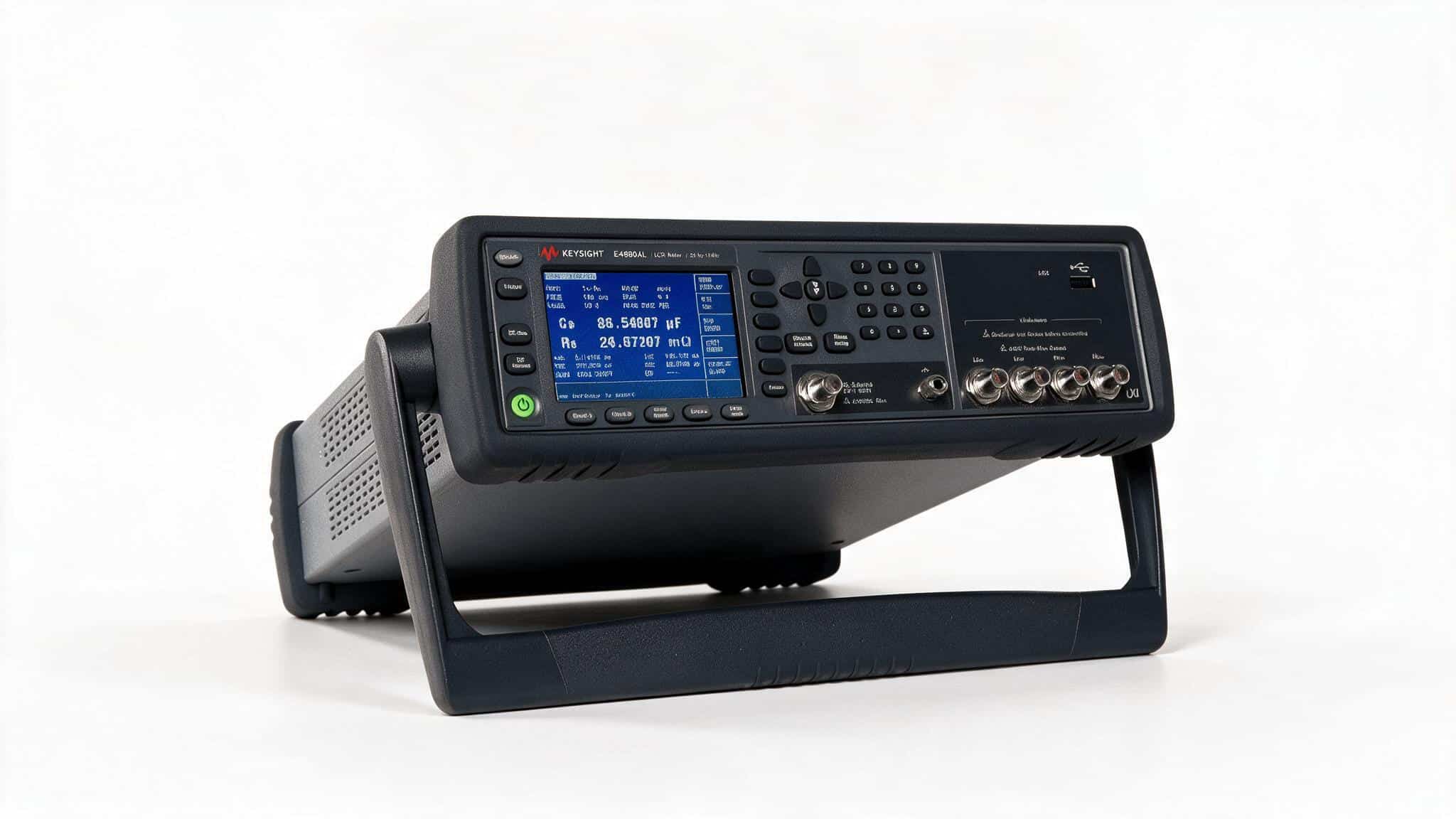 Keysight E4980AL thông số 20 Hz đến 1 MHz nhìn từ trên cao ảnh studio
