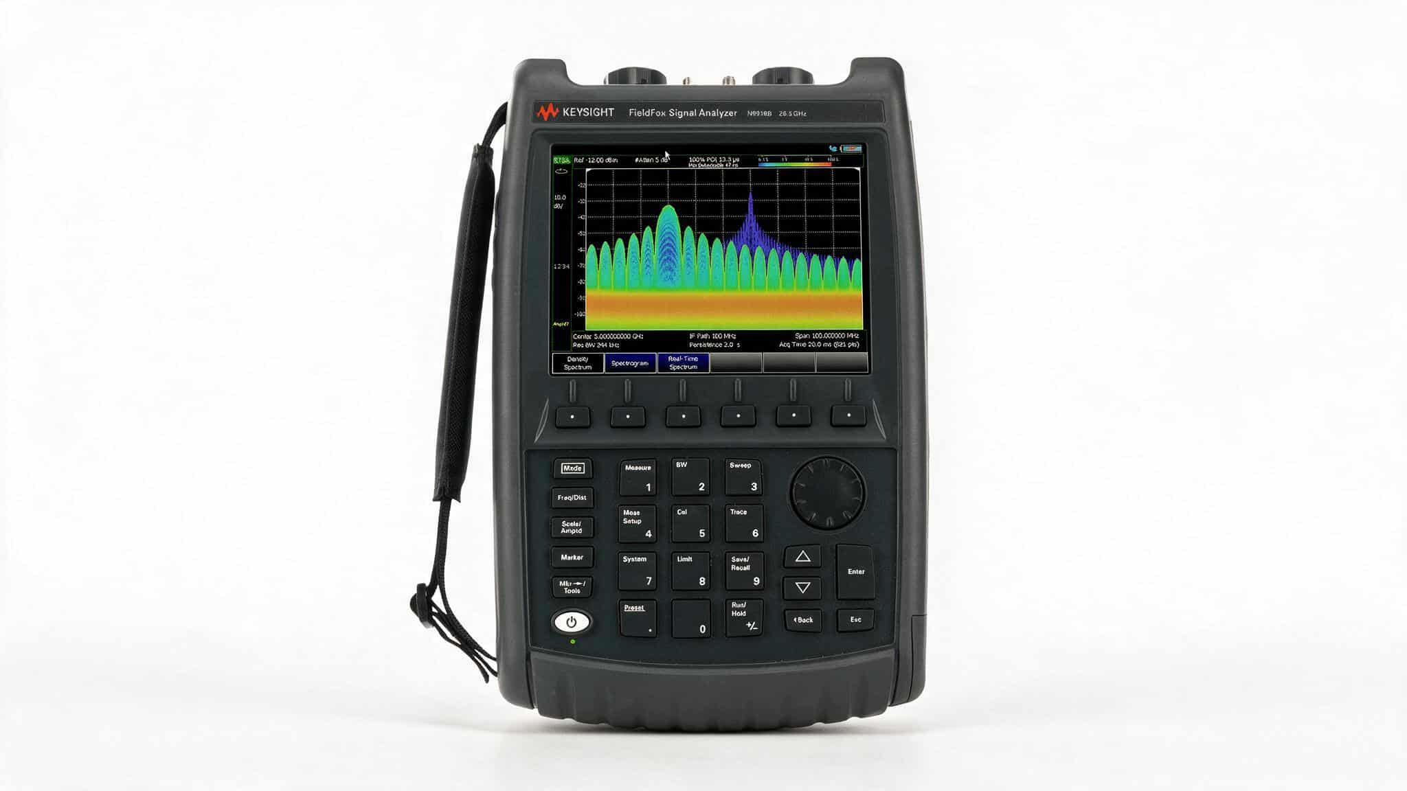 Máy Phân Tích RF Vi Sóng Cầm Tay FieldFox Keysight N9918B chính diện ảnh studio nền trắng