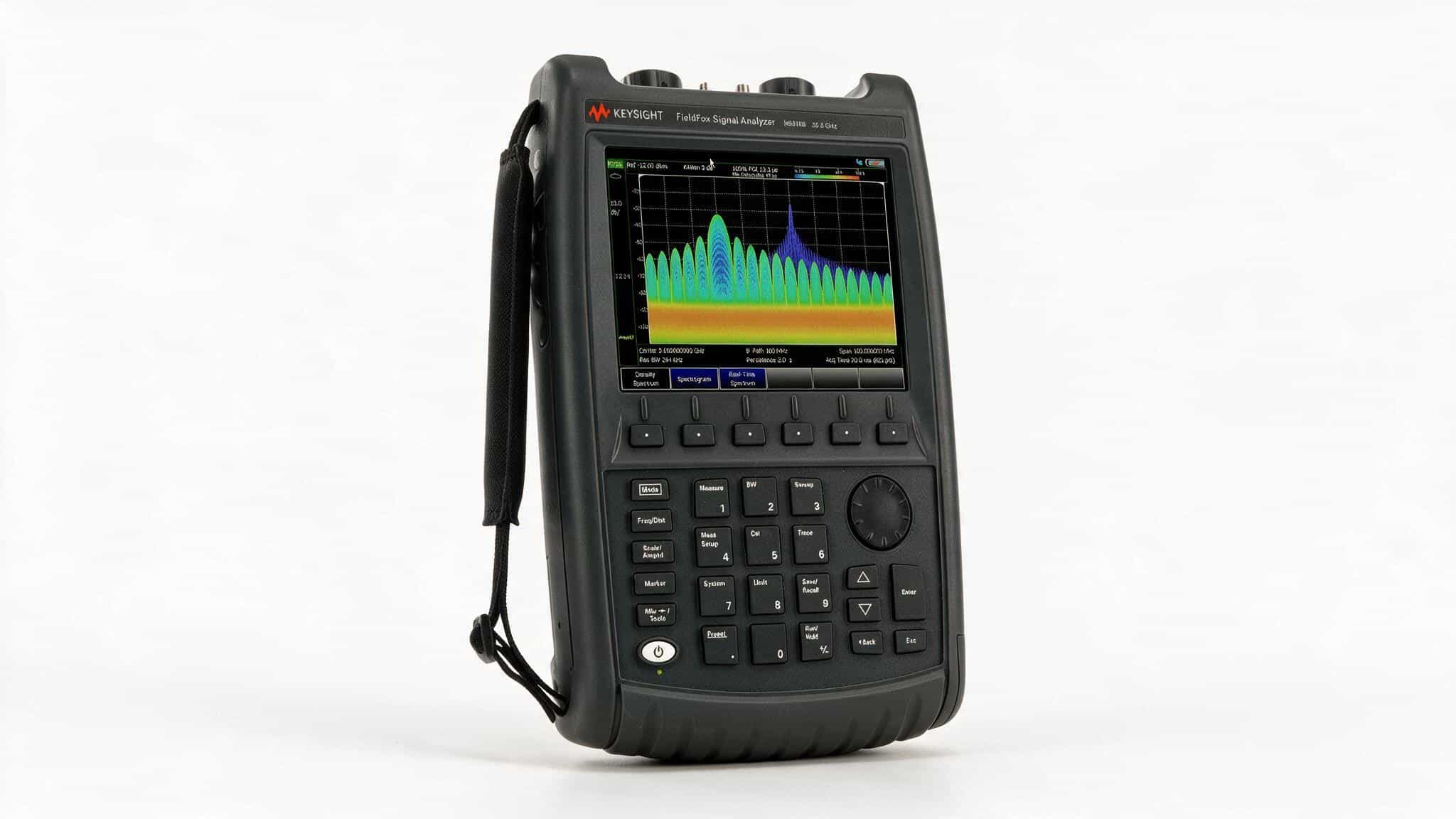 Máy Phân Tích RF Vi Sóng Cầm Tay FieldFox Keysight N9918B góc nghiêng ảnh studio nền trắng