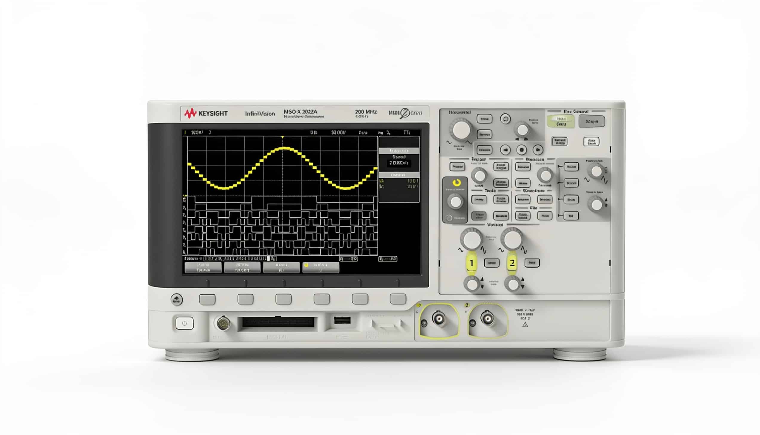 Máy hiện sóng Keysight DSOX2002A chính diện trên nền trắng studio