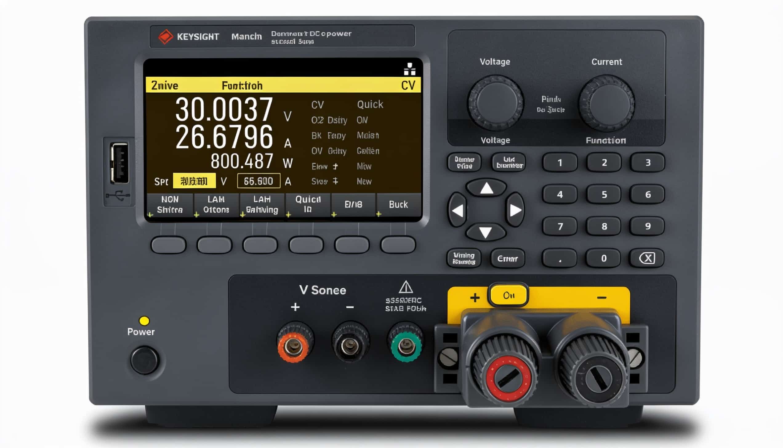 Bộ nguồn DC Keysight E36154A 800W chính diện trên nền trắng studio