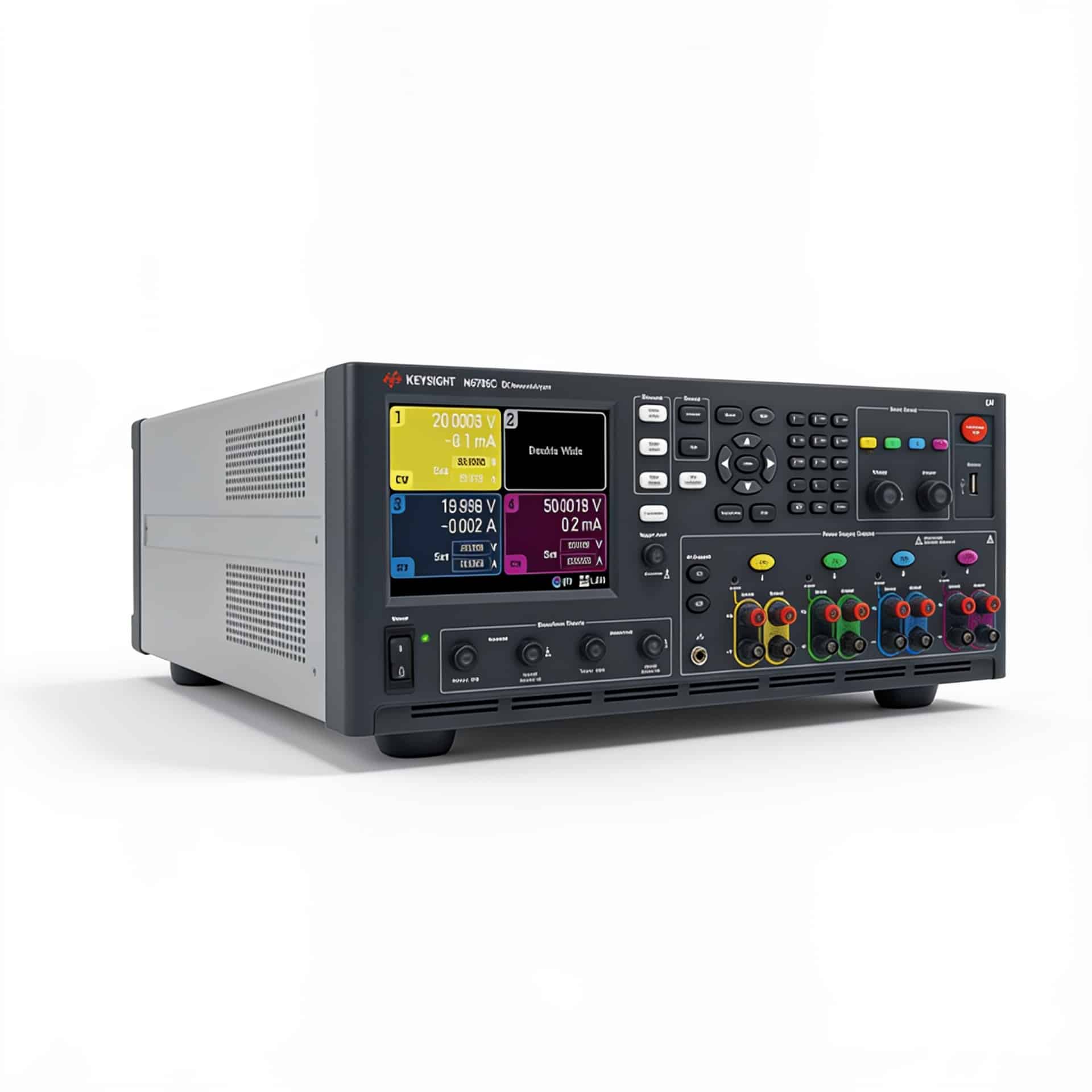 Máy phân tích nguồn DC Keysight N6705C góc nghiêng trái trên nền trắng studio