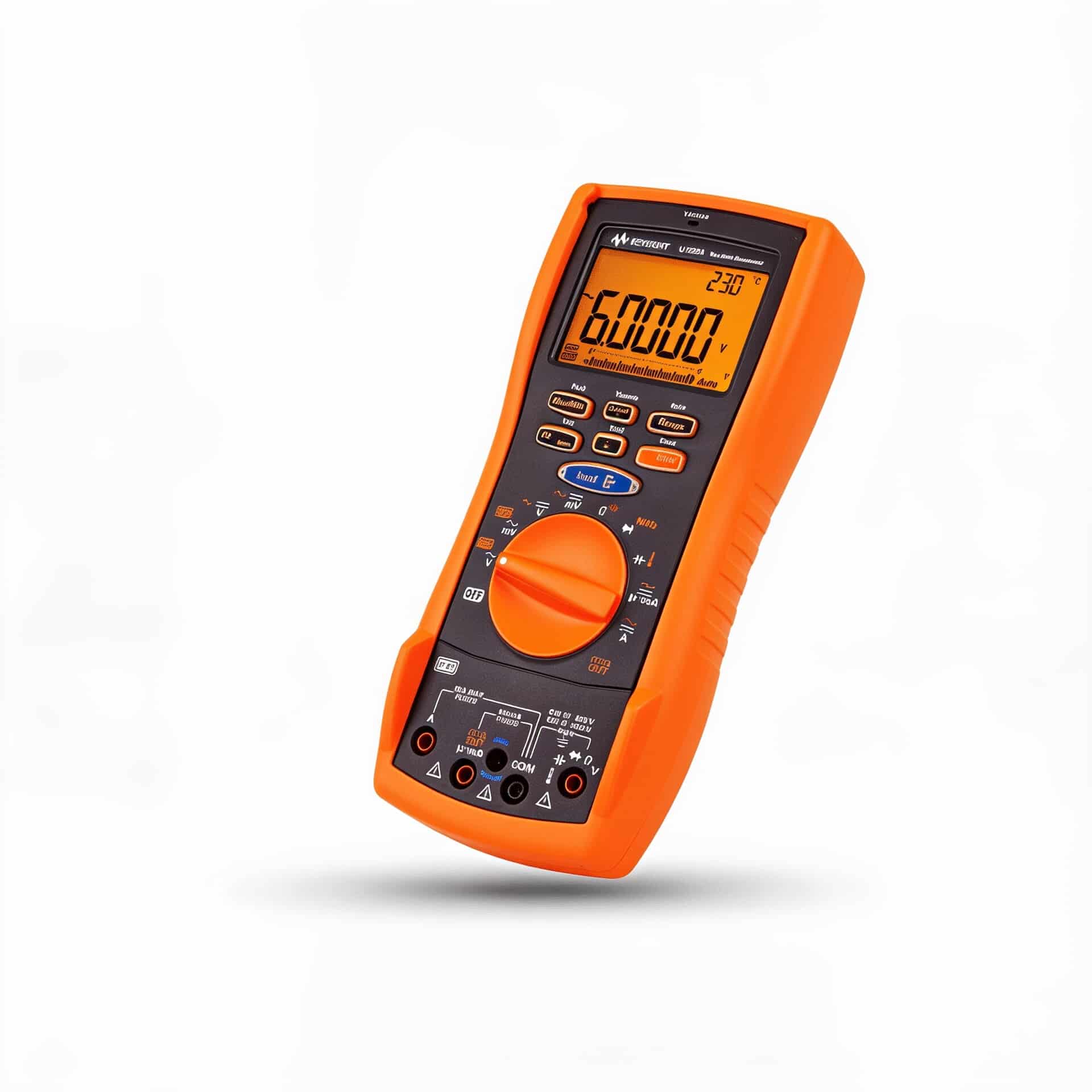 Đồng hồ vạn năng cầm tay Keysight U1282A góc nghiêng trái trên nền trắng studio