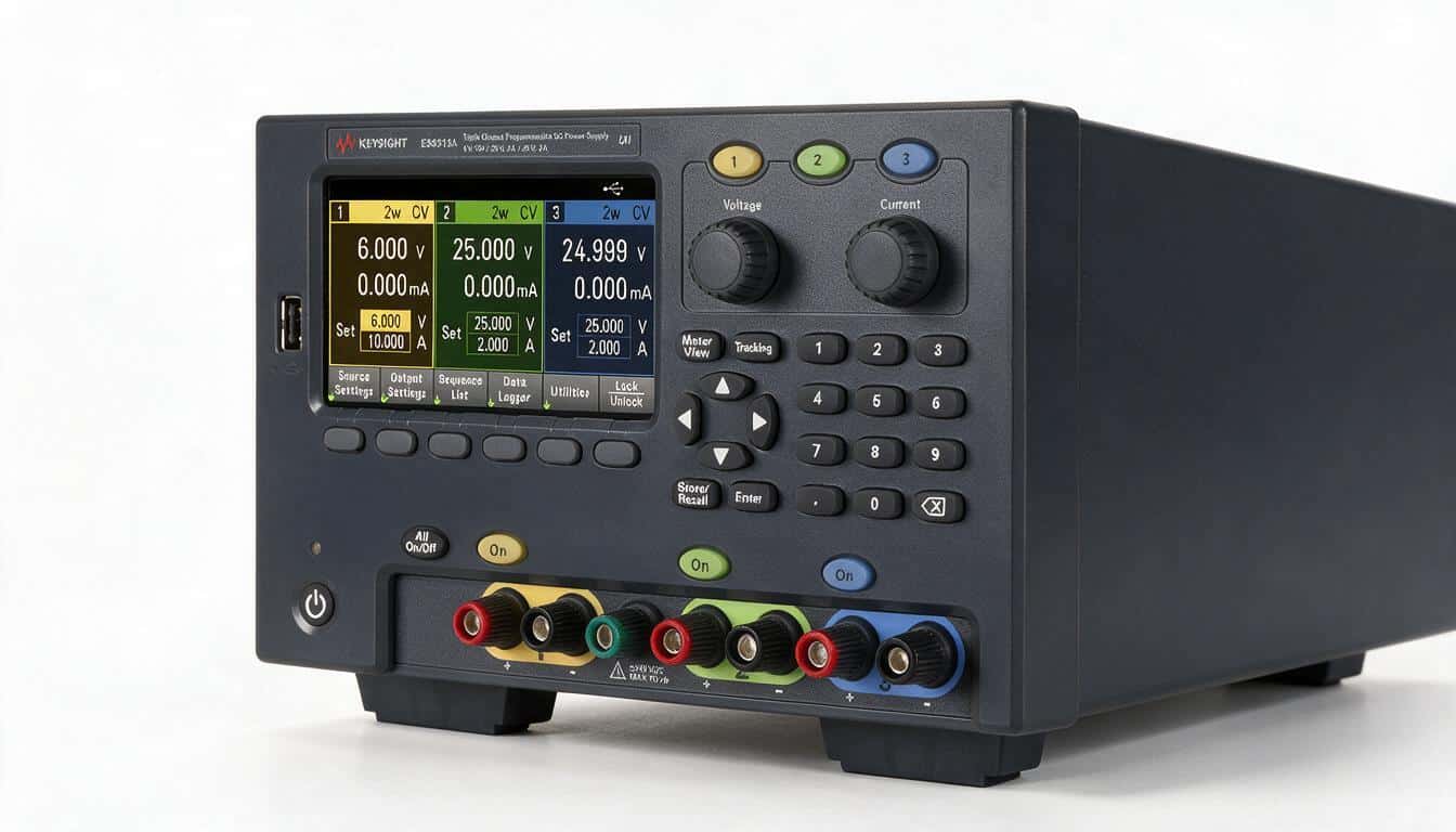 Bộ nguồn DC 3 ngõ ra Keysight E36313A 160W studio nền trắng