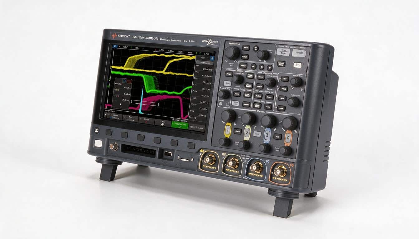 Máy hiện sóng Keysight DSOX3054G 500 MHz góc nghiêng phải trên nền trắng studio